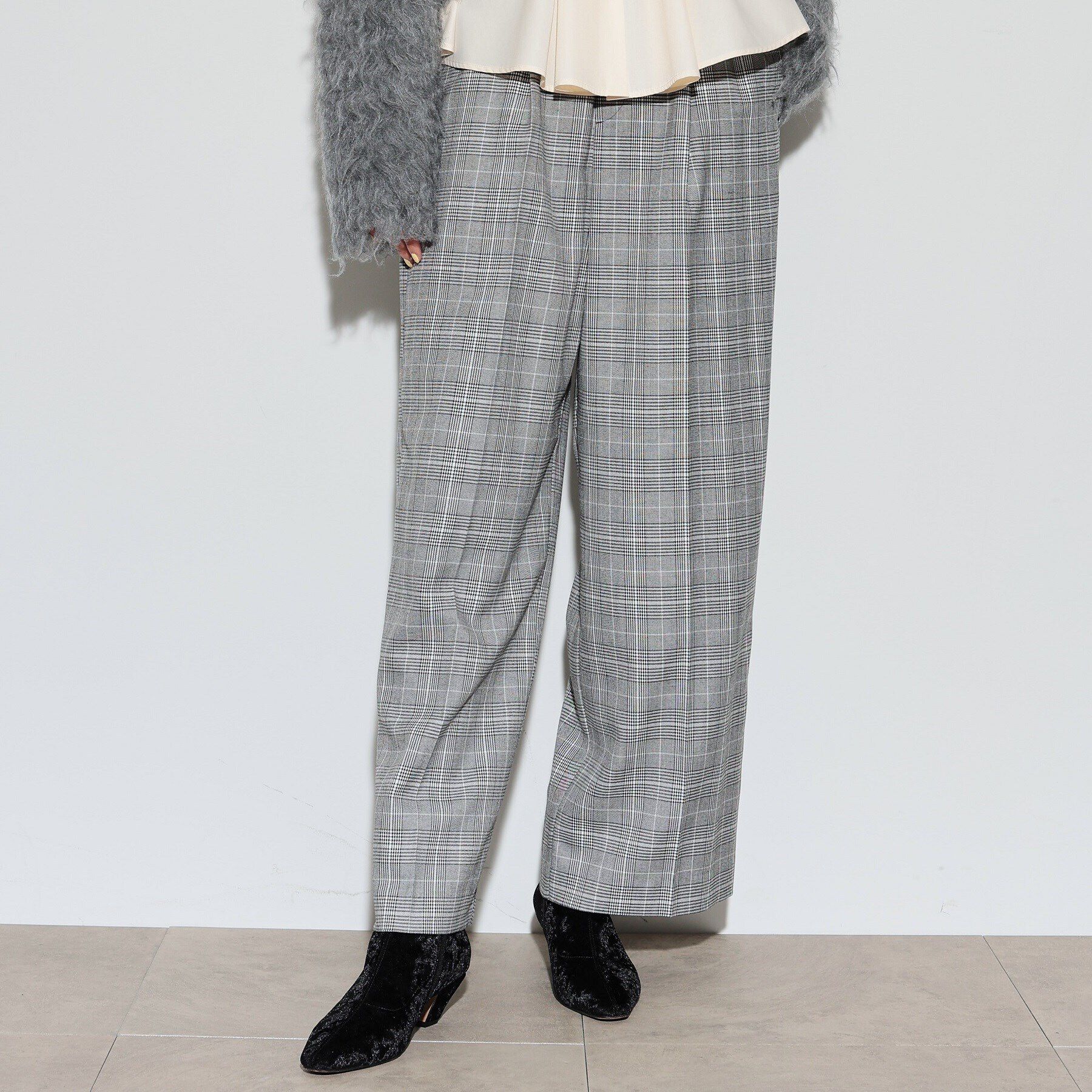 GALLEST「イージーストレートワイドパンツ【裏地付き/チェック柄】」|その他|