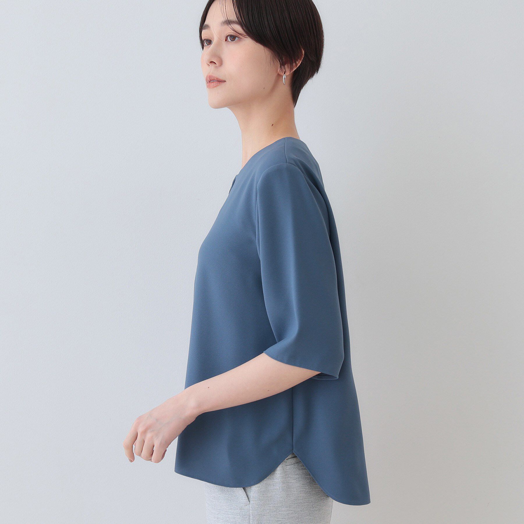 INDIVI「【洗える】ハーフジップデザインブラウス」|シャツ・ブラウス|