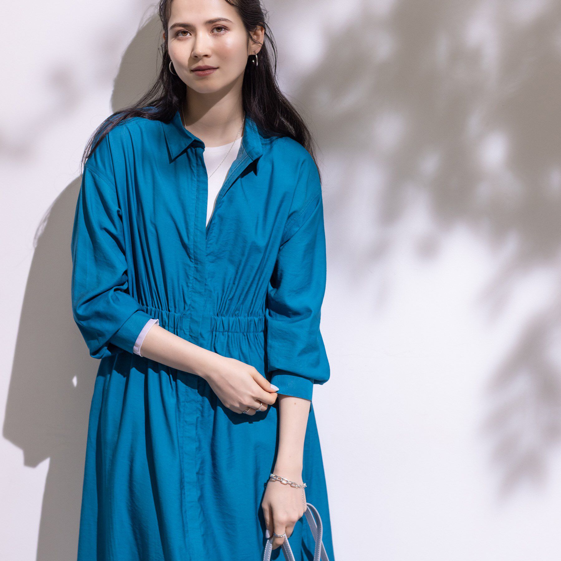 INDIVI「【洗える／2WAY】ワッシャー素材シャツ羽織りワンピース」|ワンピース|