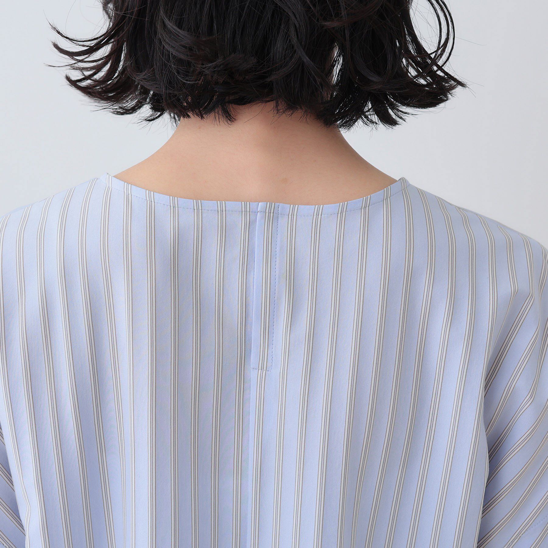 INDIVI「【洗える／ストライプ柄】袖タックブラウス」|シャツ・ブラウス|