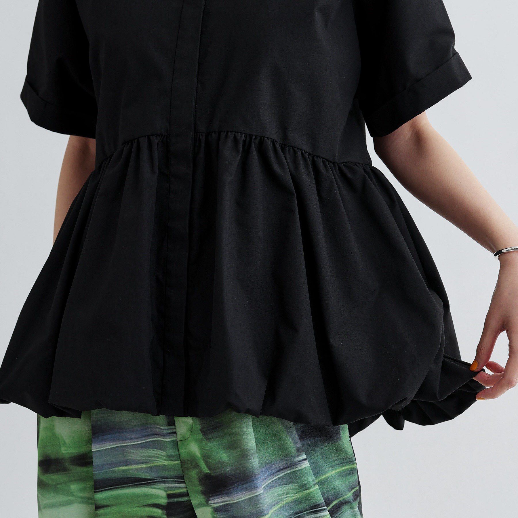 GALLEST「バルーンペプラムハーフ袖ブラウス」|シャツ・ブラウス|