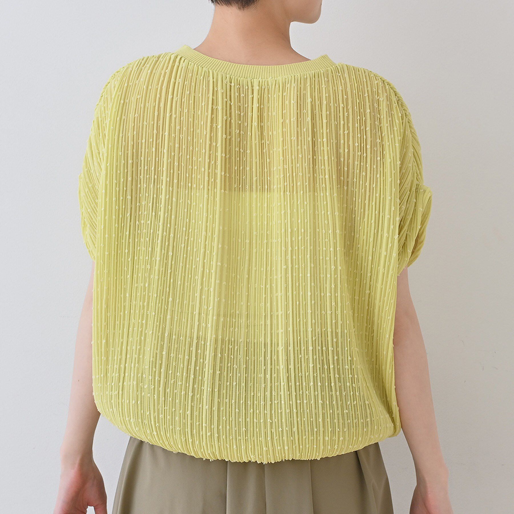 INDIVI「【洗える／ドット柄／凹凸素材】プリーツデザインブラウス」|シャツ・ブラウス|