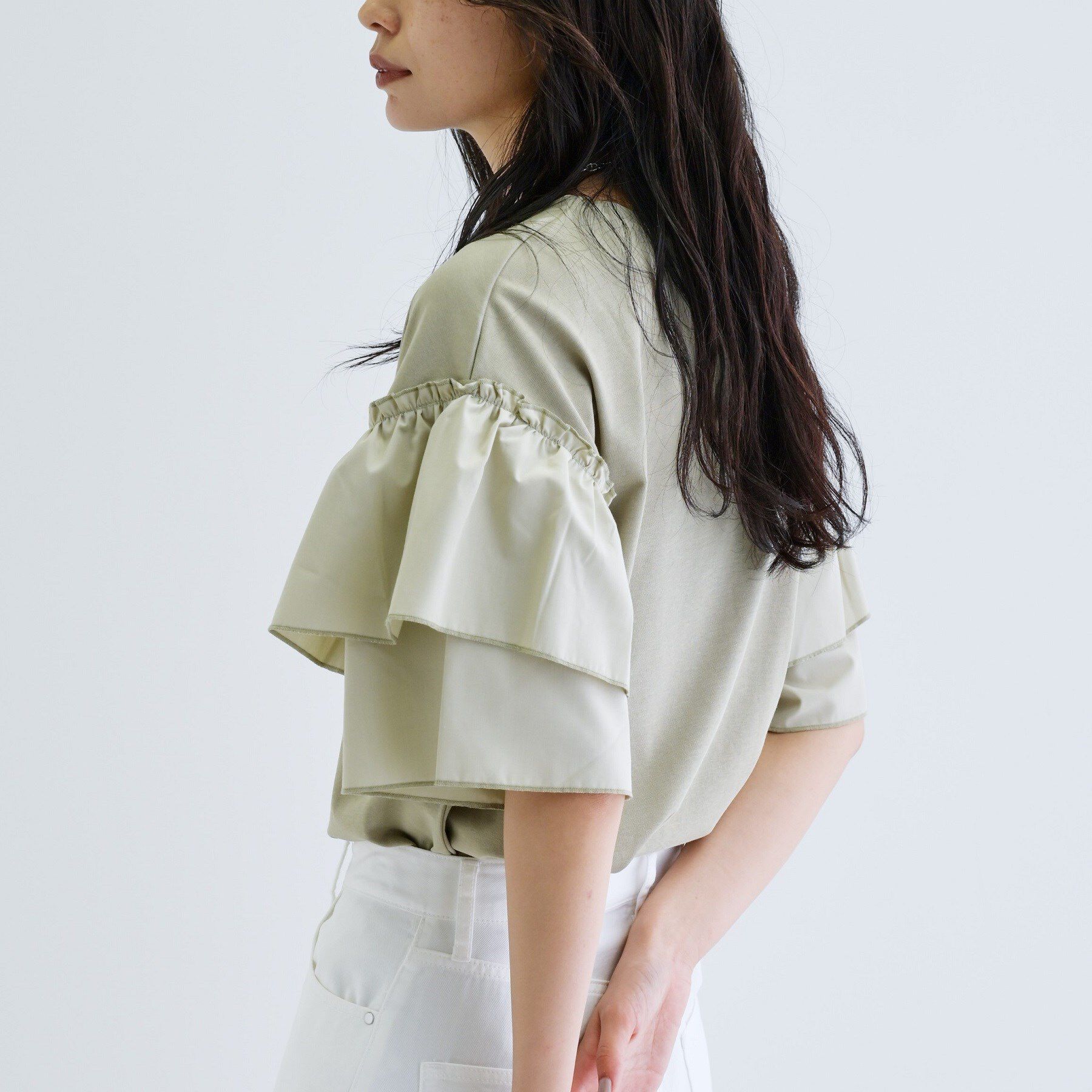 GALLEST「フリルスリーブプリントカットソー」|Tシャツ・カットソー|