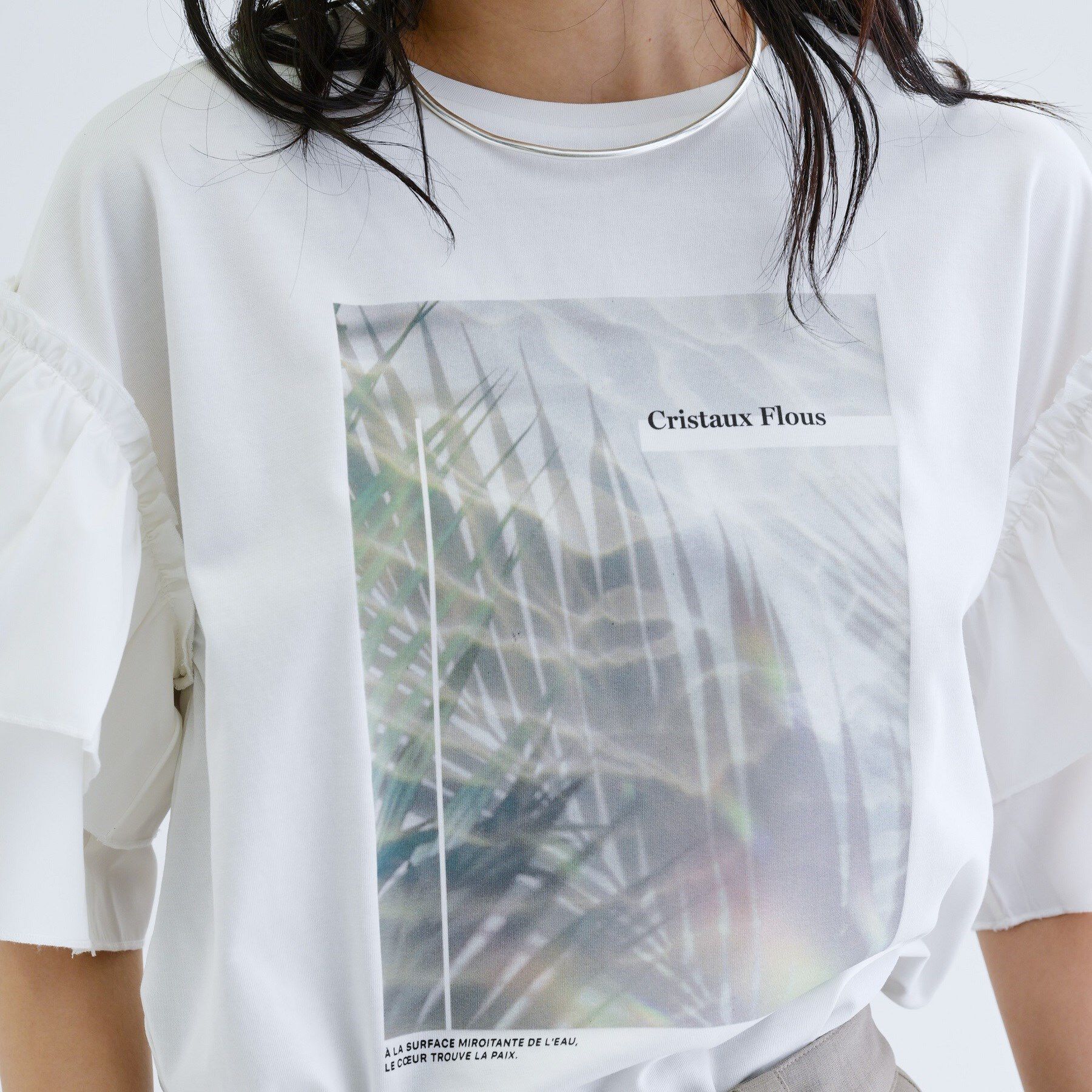 GALLEST「フリルスリーブプリントカットソー」|Tシャツ・カットソー|