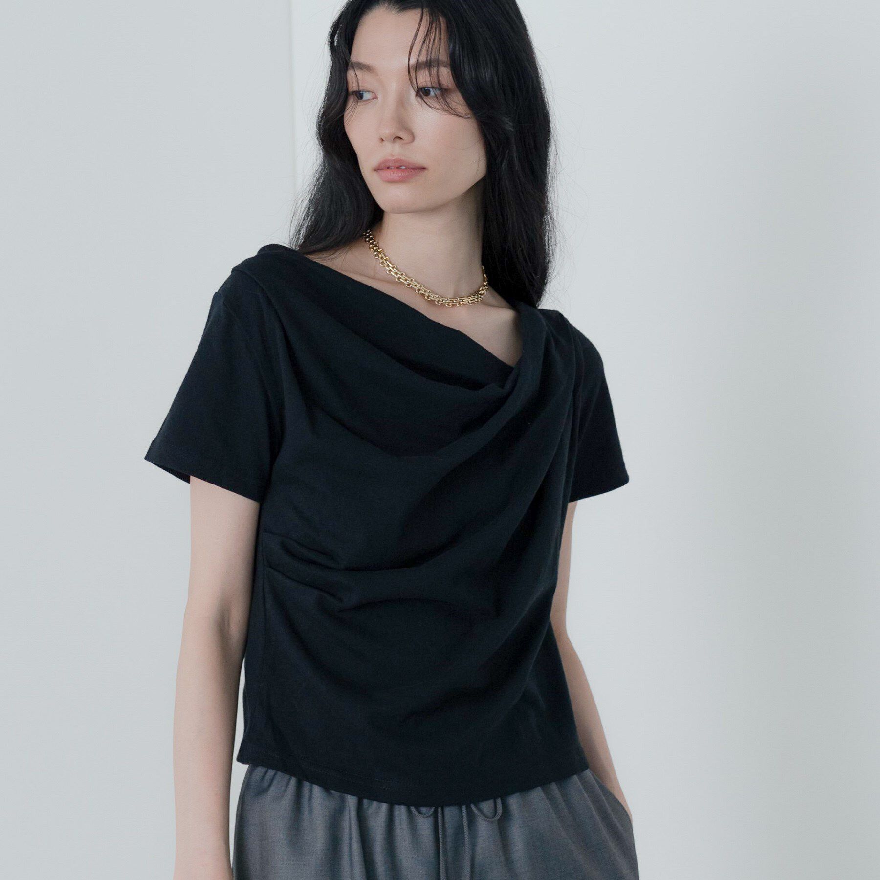 GALLEST「ドレープクロップドカットソー」|Tシャツ・カットソー|