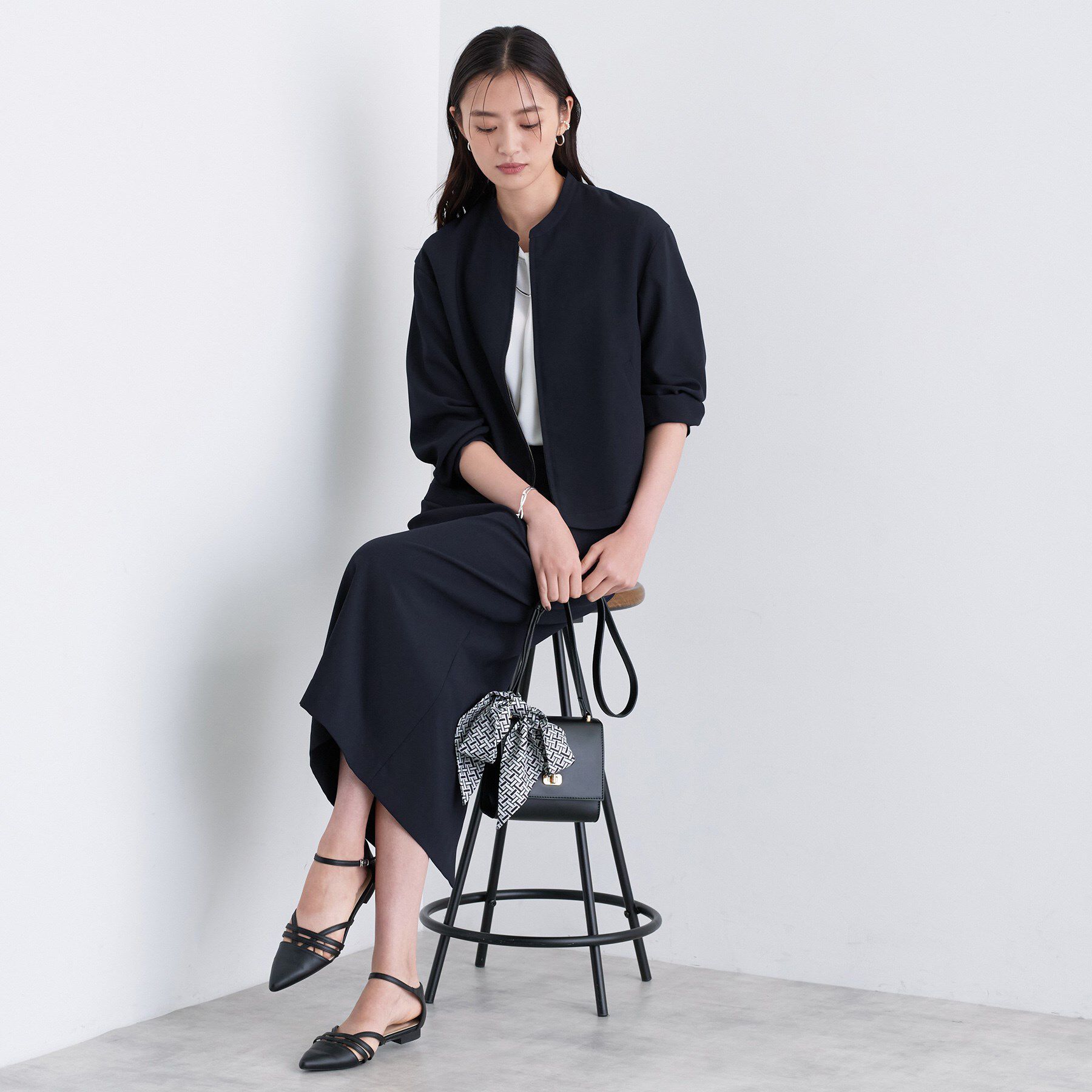 INDIVI「【洗える／UVケア／吸汗速乾】ジョーゼットナロースカート」|スカート|