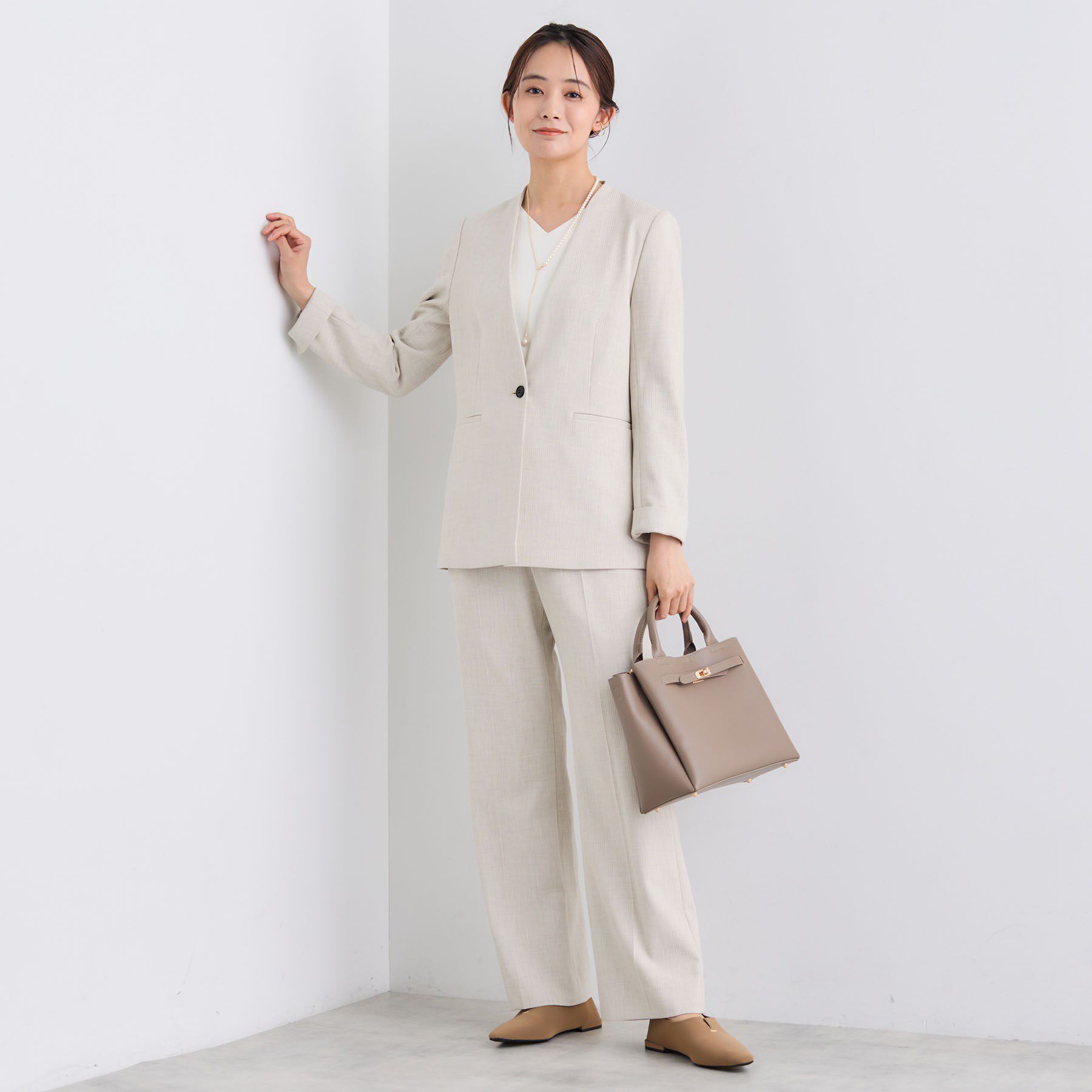 INDIVI「【日本製／通勤スーツ】プレシャスドビー ノーカラージャケット」|スーツ|