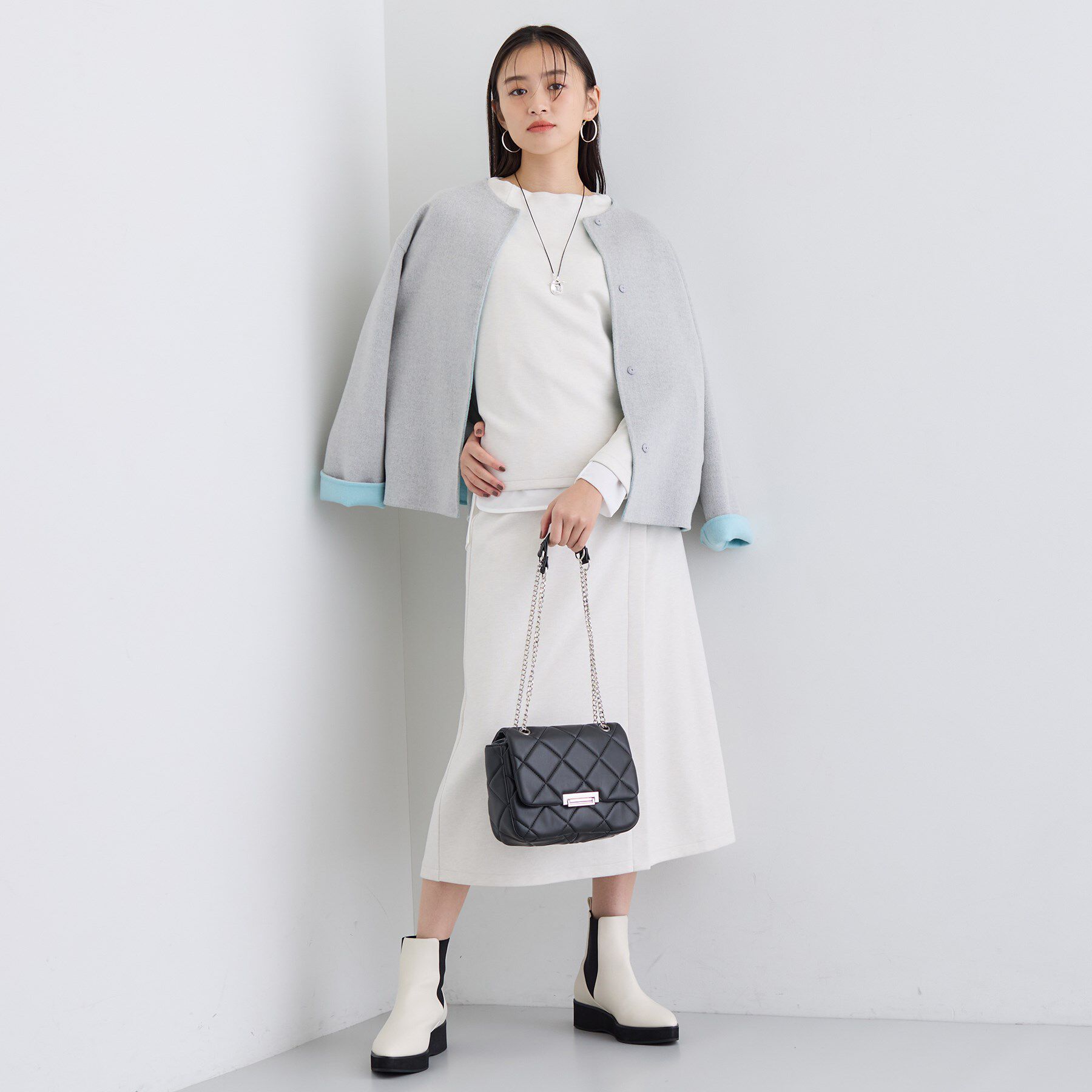 INDIVI「【SETUP可能／洗える／UVケア】ライトジャージ ボトルネックトップス」|Tシャツ・カットソー|