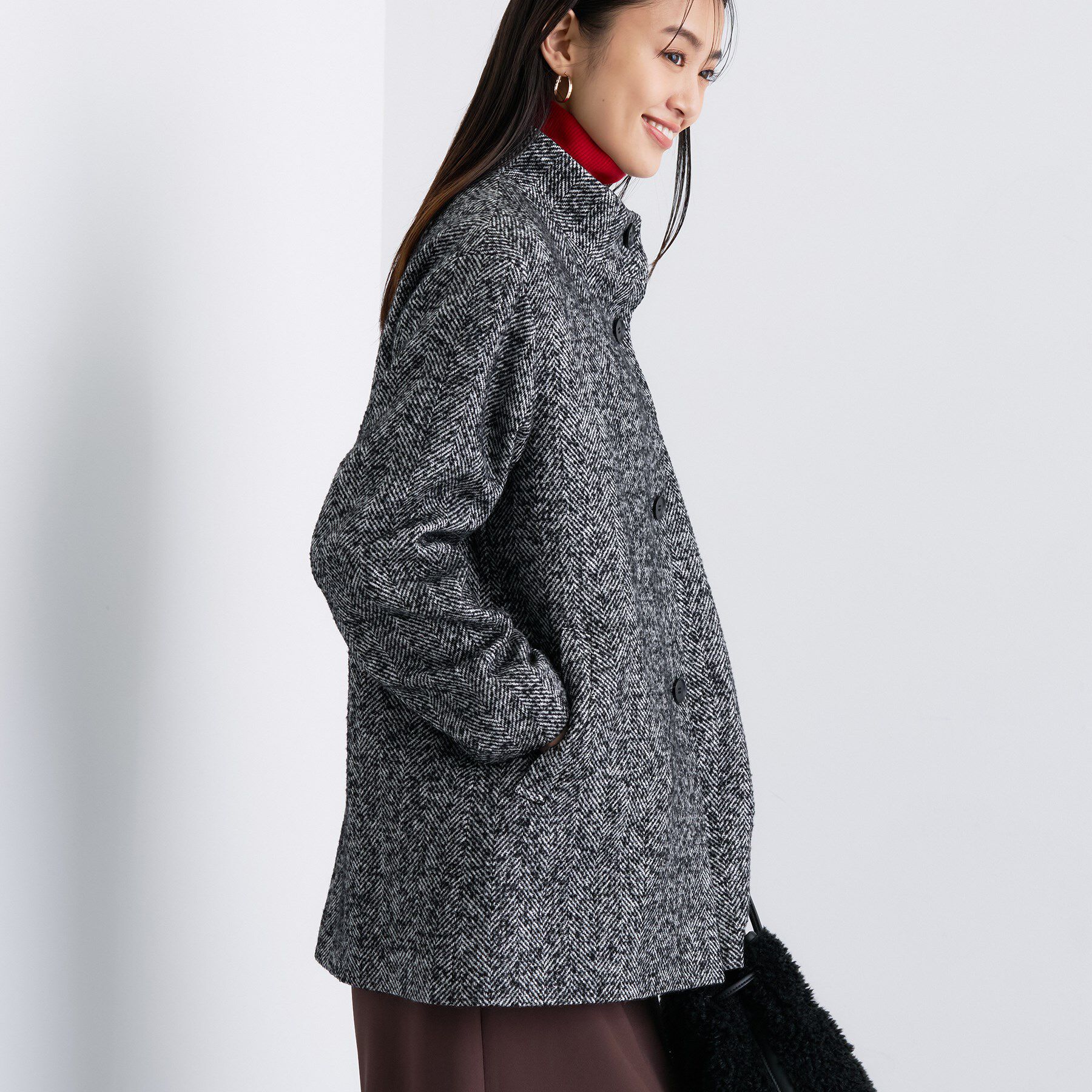 INDIVI「【日本製／ミドル丈】スタンドカラーミドルコート」|その他|