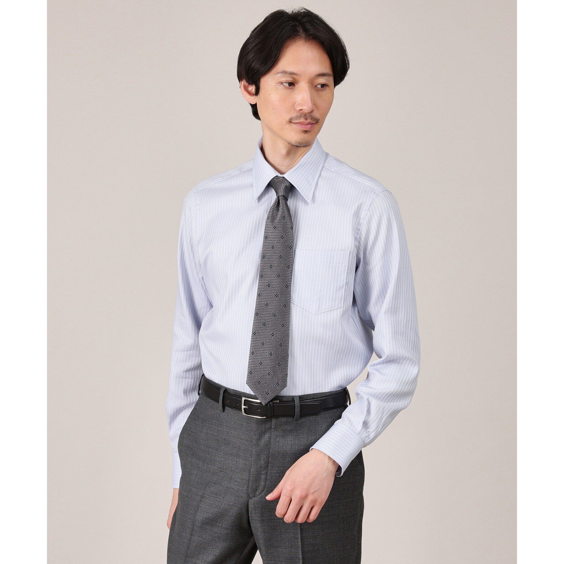 TAKEO KIKUCHI「【Made in JAPAN】ドビーストライプ ドレス シャツ」|シャツ・ブラウス|ライトグレー(011