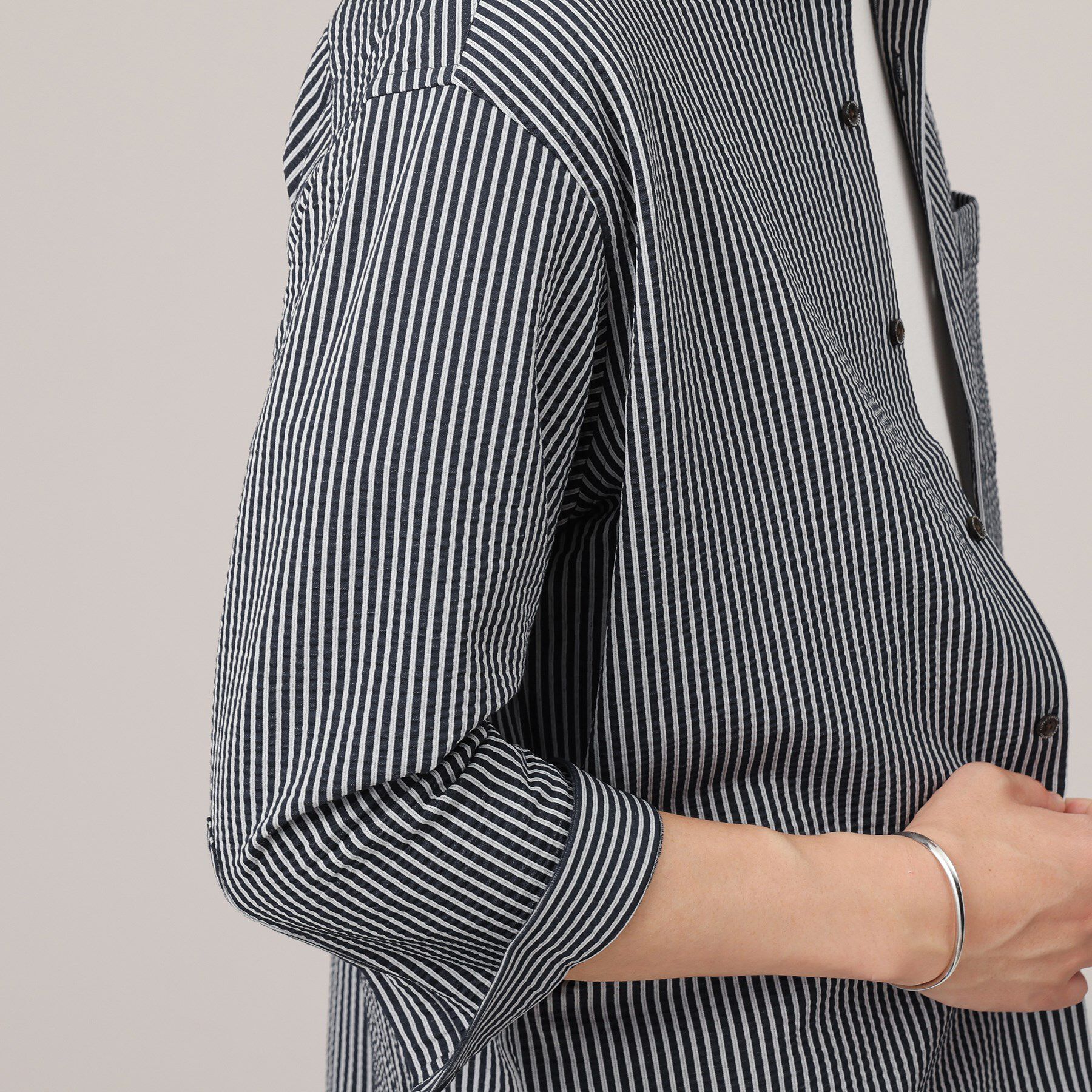 TAKEO KIKUCHI「【抗菌防臭／7分袖】サッカージャージ ストライプシャツ」|シャツ・ブラウス|