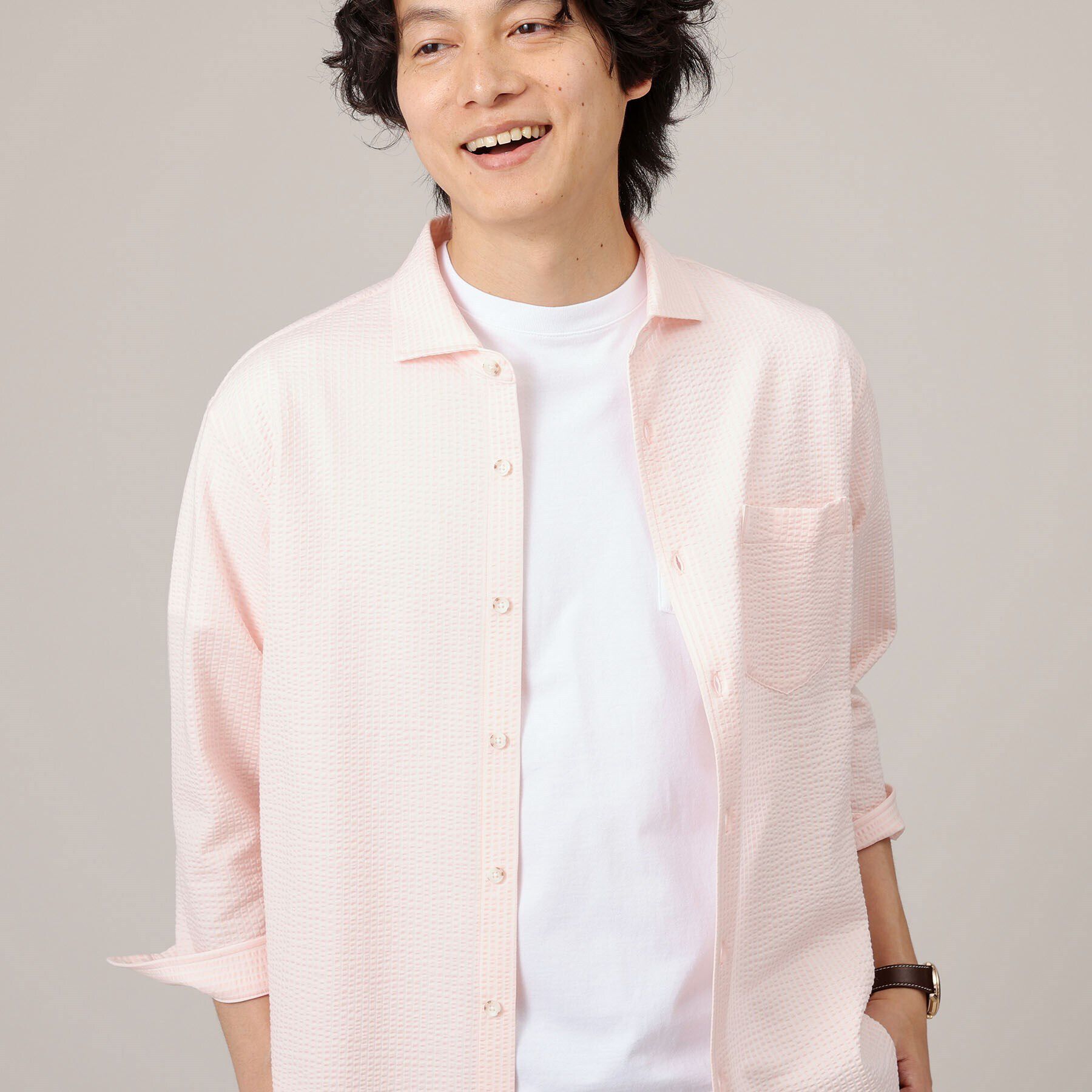 TAKEO KIKUCHI「【抗菌防臭／7分袖】サッカージャージ ストライプシャツ」|シャツ・ブラウス|