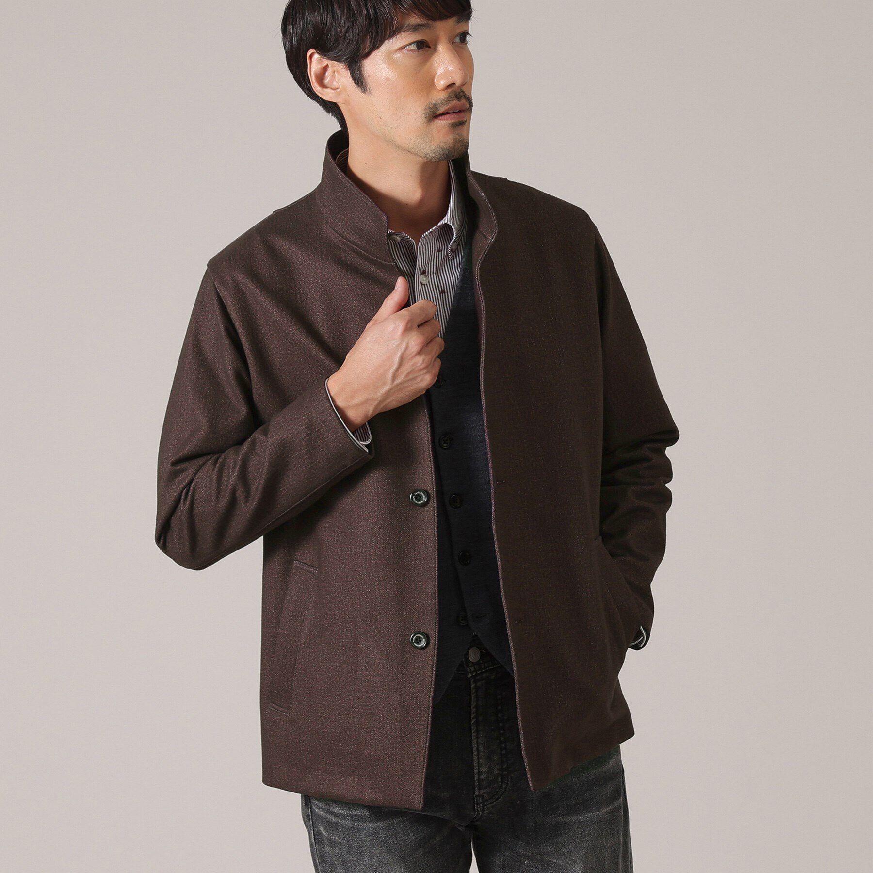 TAKEO KIKUCHI「【DOWN FABRIC】ダウンファブリック スタンドカラーブルゾン」|ブルゾン・スタジャン|