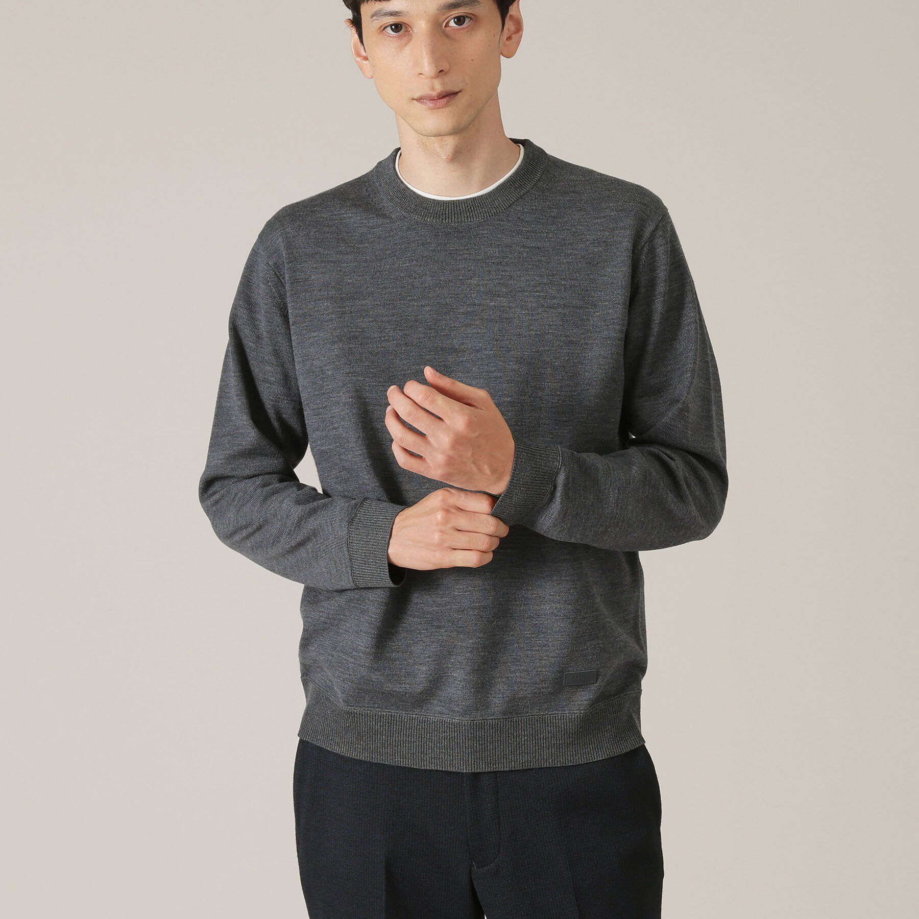 TAKEO KIKUCHI「【アンチピリング】クルーネック ニット」|ニット・セーター|チャコールグレー(0