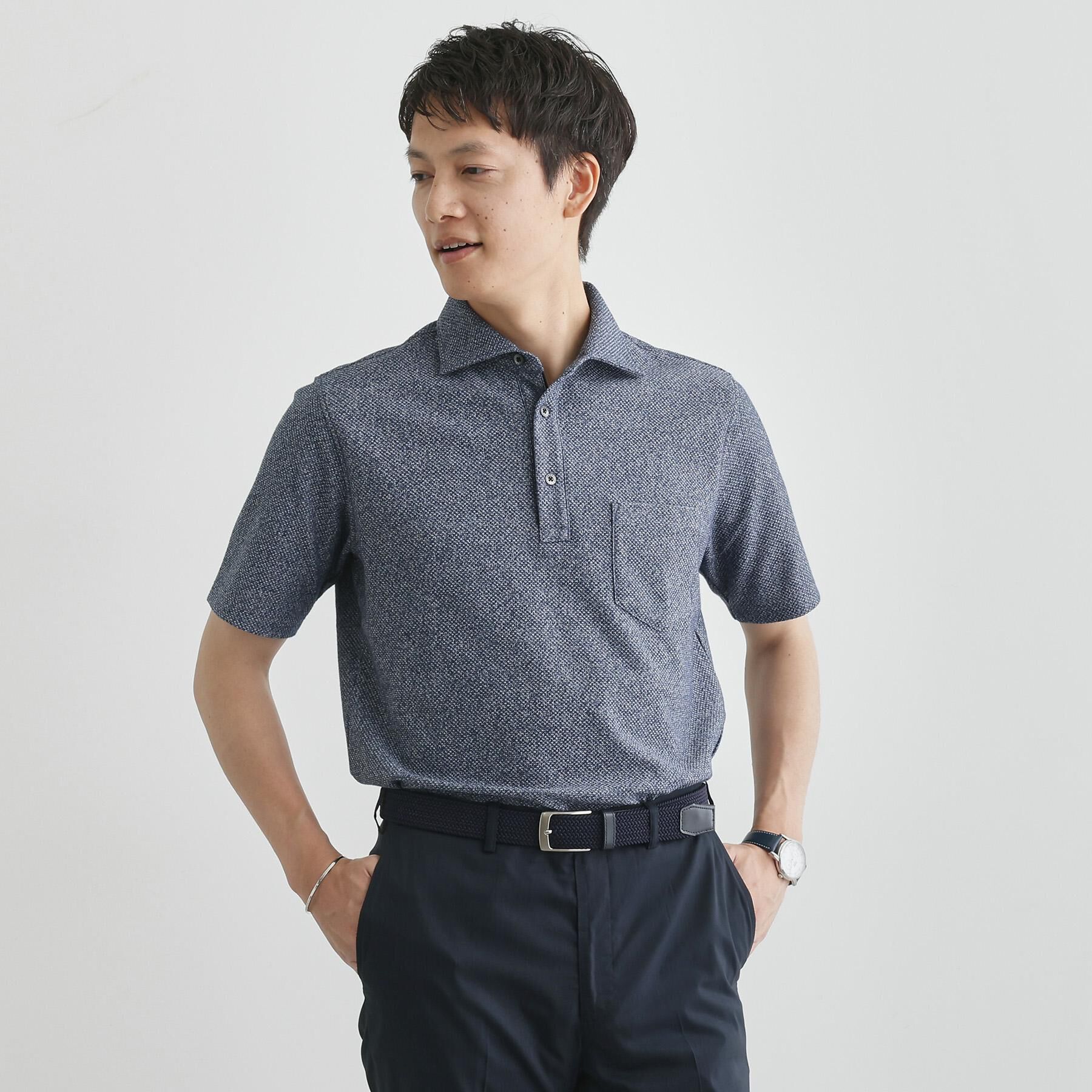 TAKEO KIKUCHI「【尾州織】メランジメッシュ ポロシャツ」|ポロシャツ|