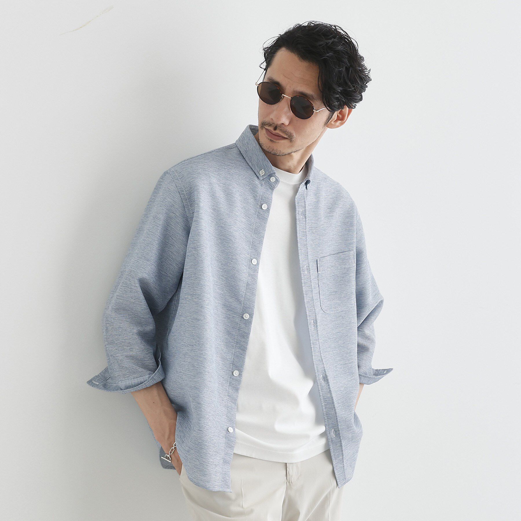 TAKEO KIKUCHI「【Sサイズ～】カラミ織り 7分袖シャツ」|シャツ・ブラウス|