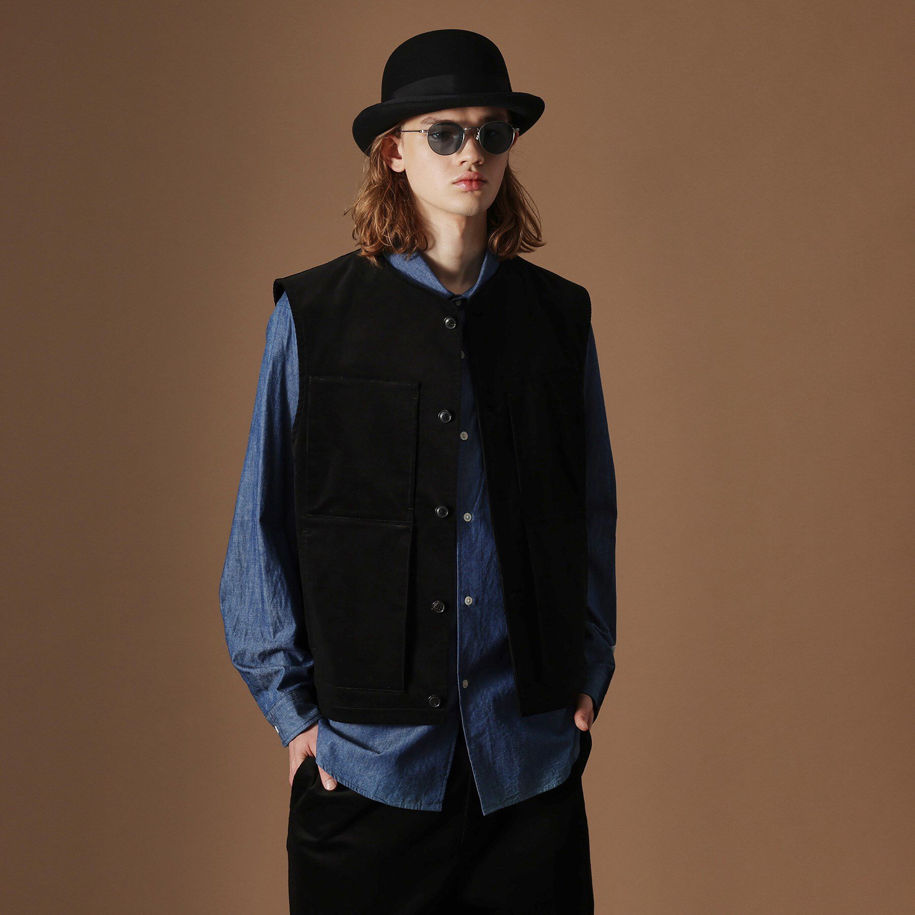 40CARATS&525「【Sサイズ～】コーデュロイ4パッチポケットヴェスト」|ベスト・ジレ|ブラック(019)