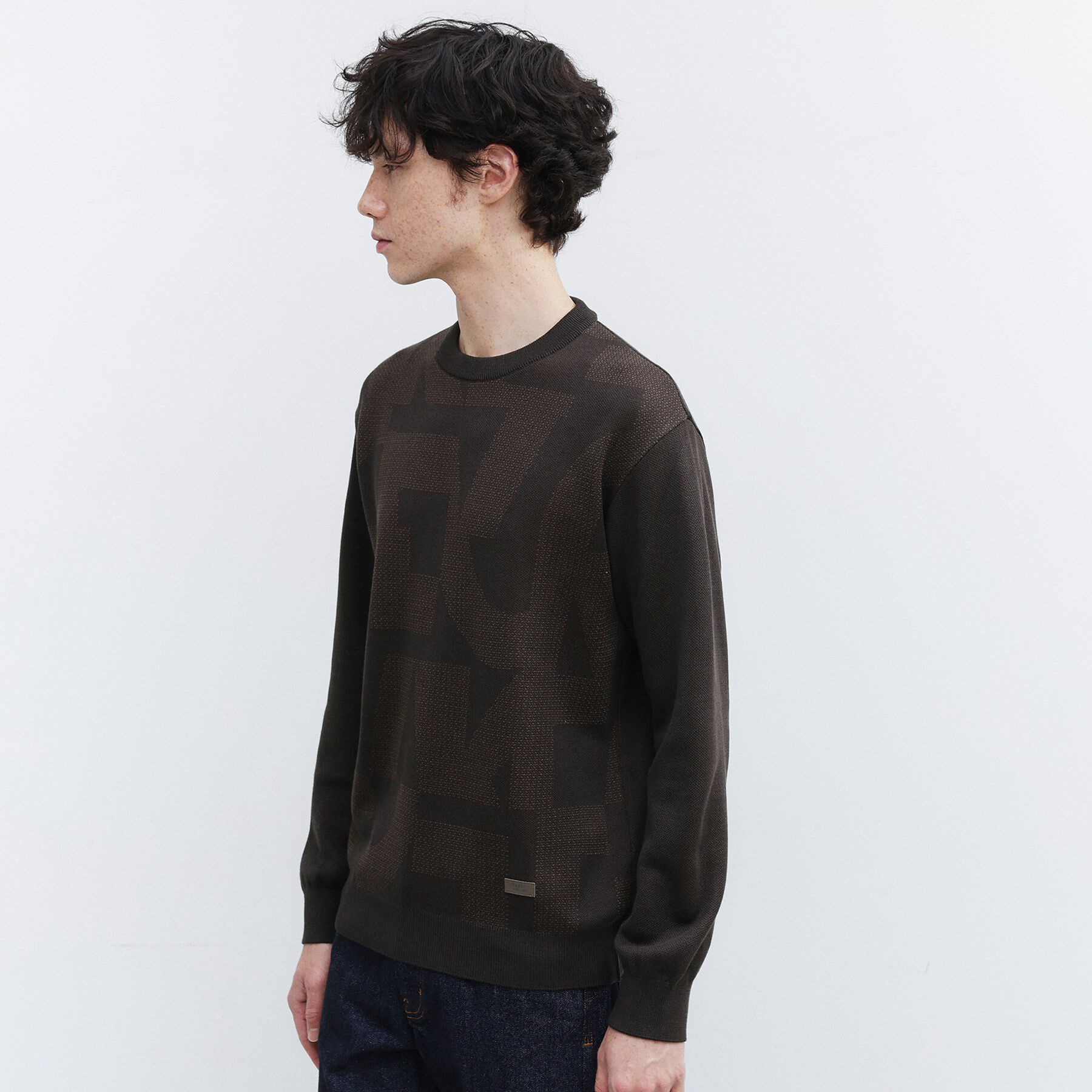 TAKEO KIKUCHI「【Made in JAPAN】ビッグチェック＆スライドパズル柄 ニット」|ニット・セーター|