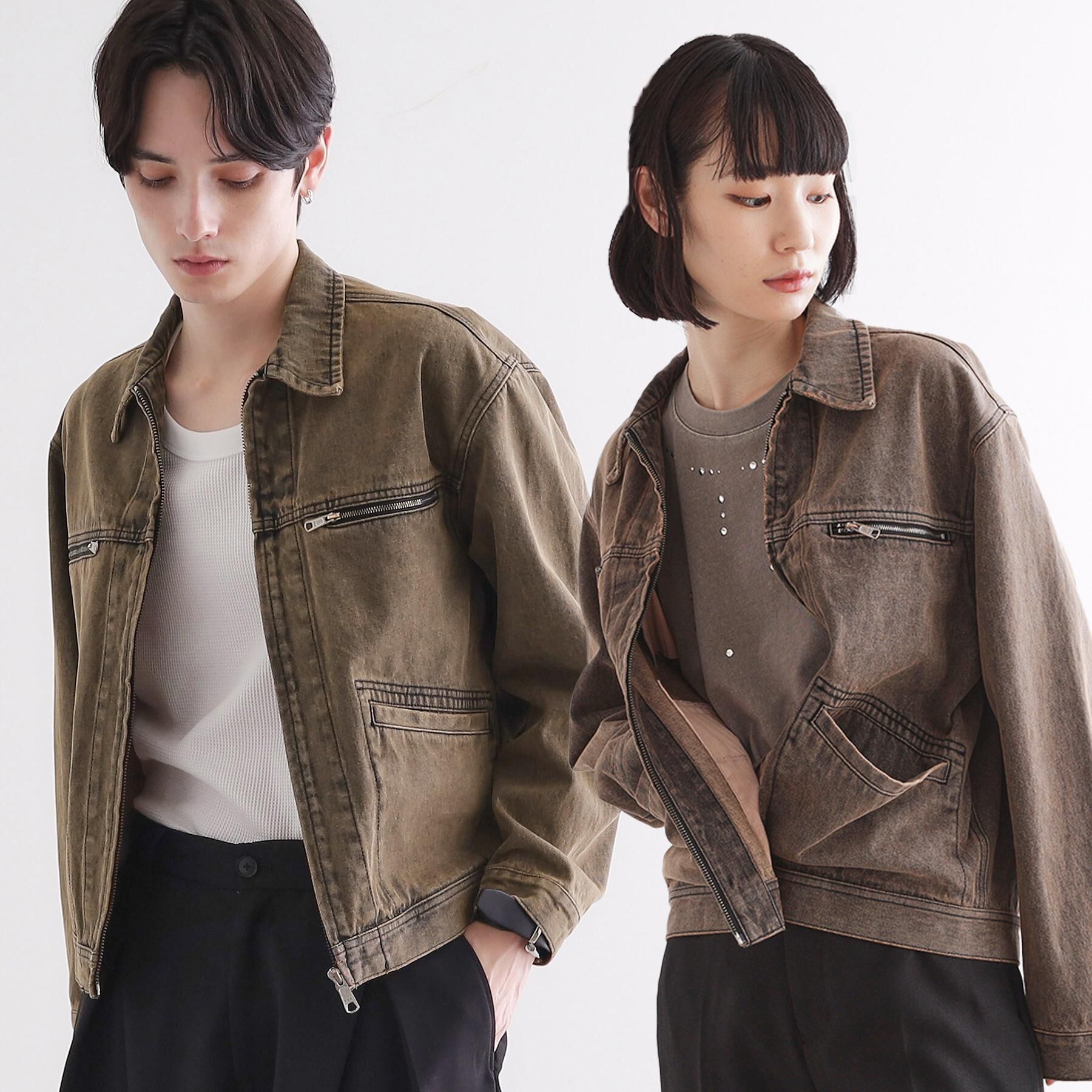 tk.TAKEO KIKUCHI「デニムブルゾン」|デニムジャケット|ブラウン(044)