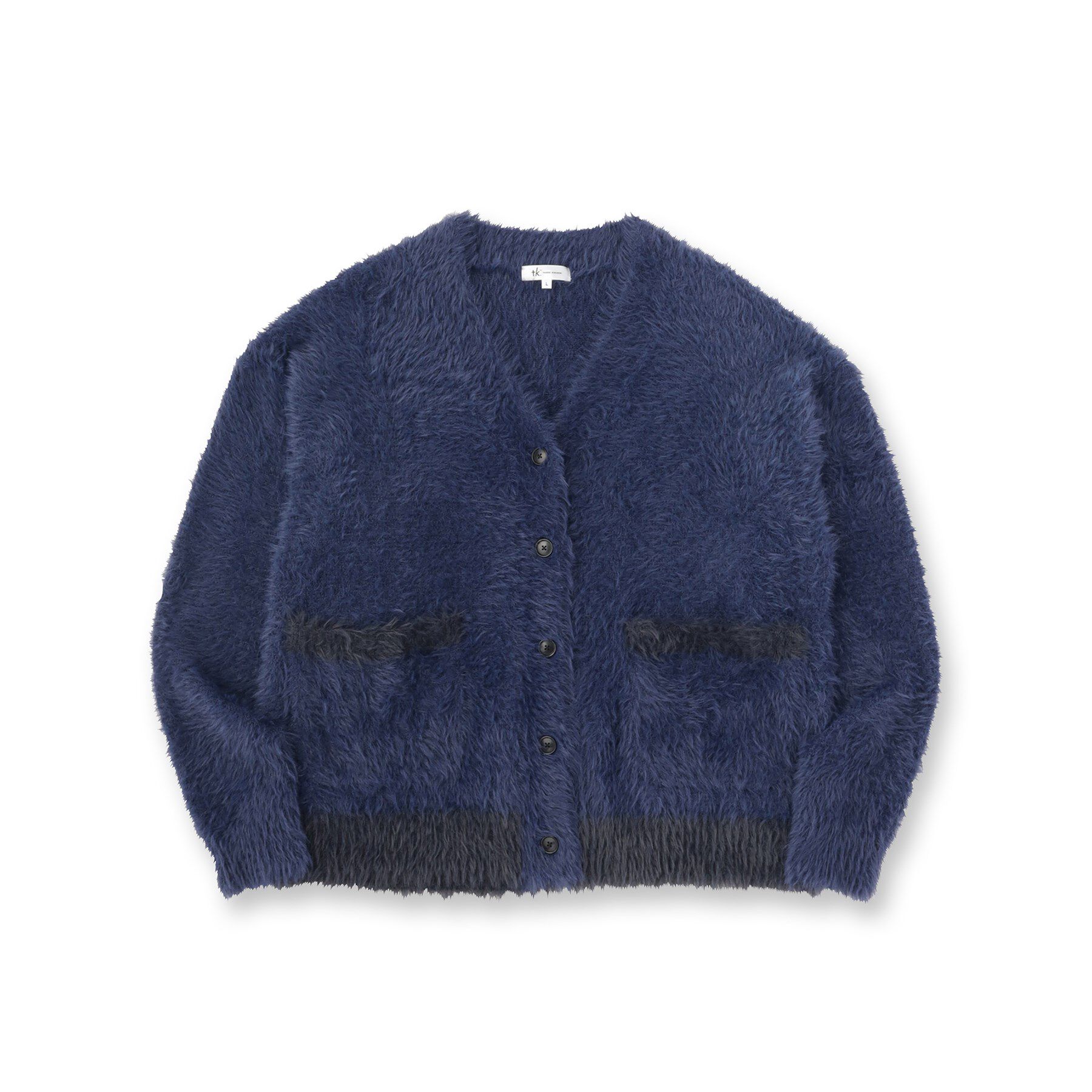 tk.TAKEO KIKUCHI「バイカラーフェザーニットカーディガン」|カーディガン|