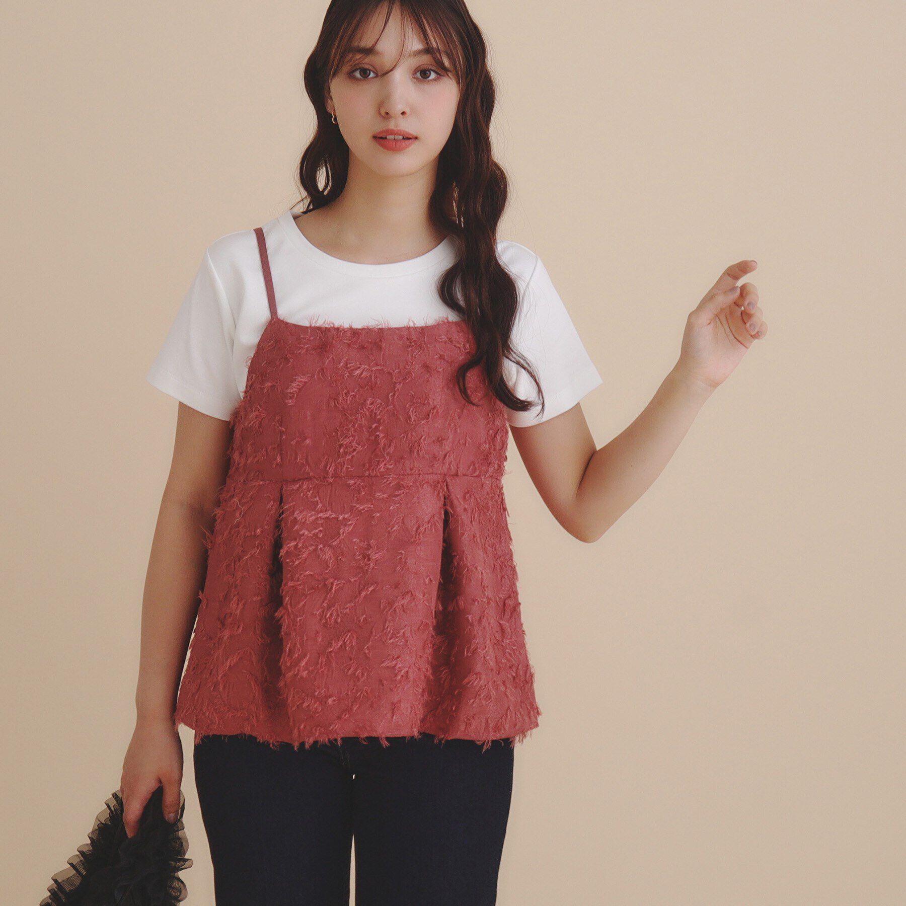 index「《andGIRL掲載》カットジャカードキャミソール/セットアップ対応【洗濯機洗い可】」|キャミソール|