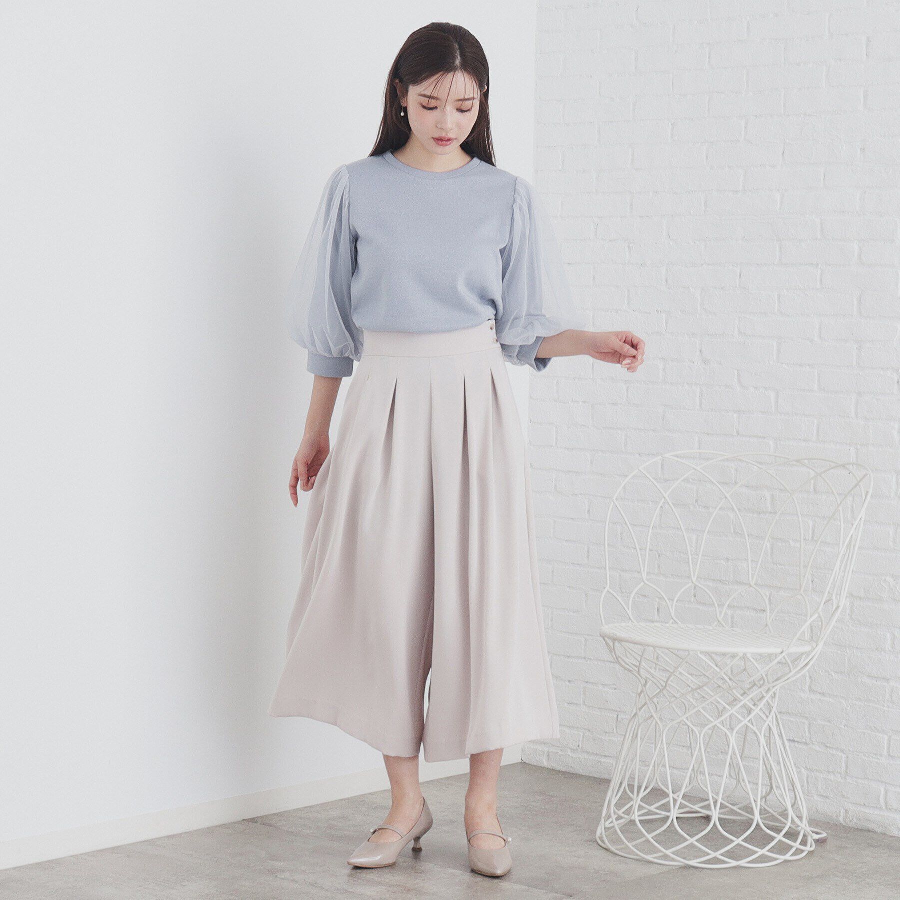 index「チュールドッキングスリーブラメトップス【洗濯機洗い可】」|Tシャツ・カットソー|