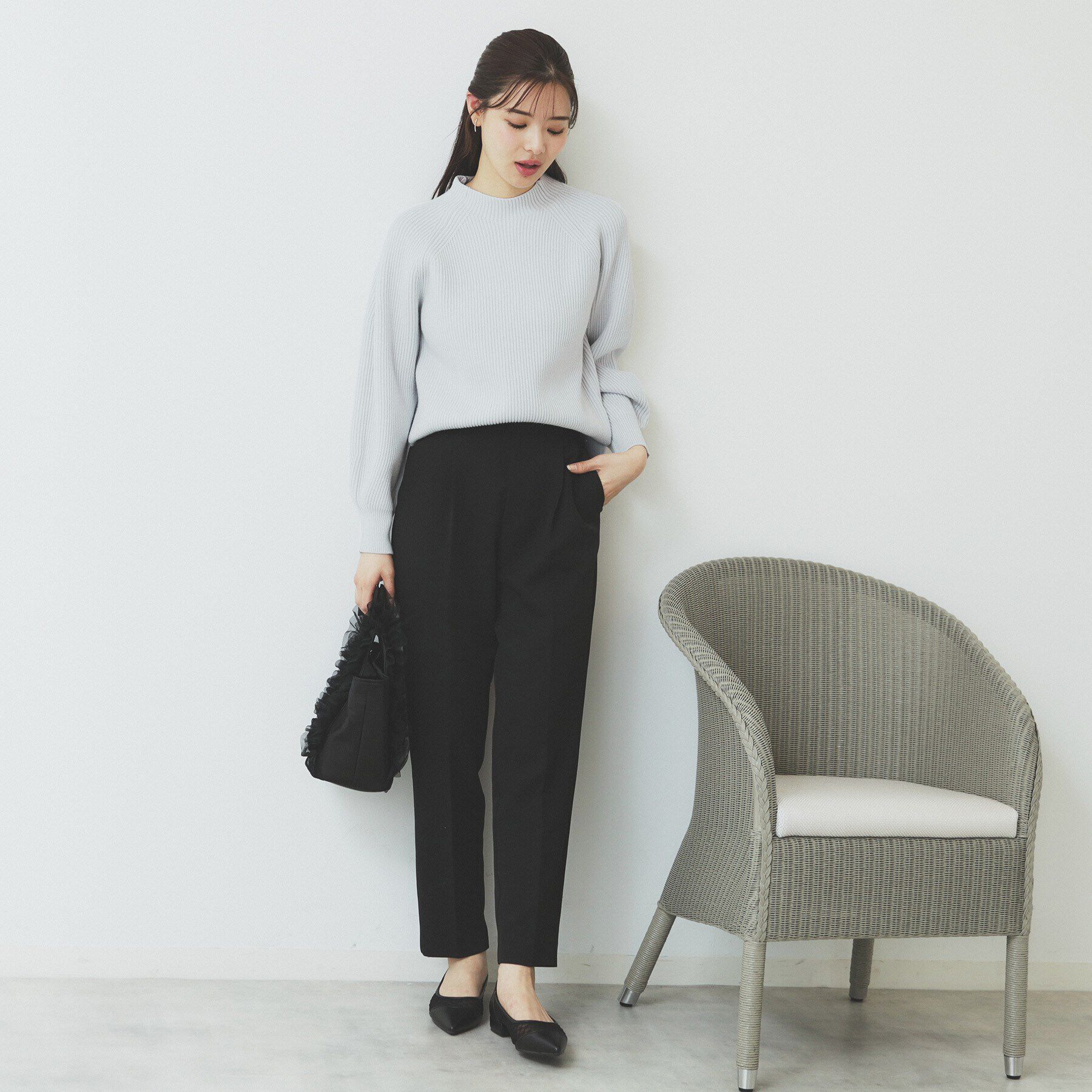 index「ラグランスリーブリブニット【洗濯機洗い可】」|ニット・セーター|