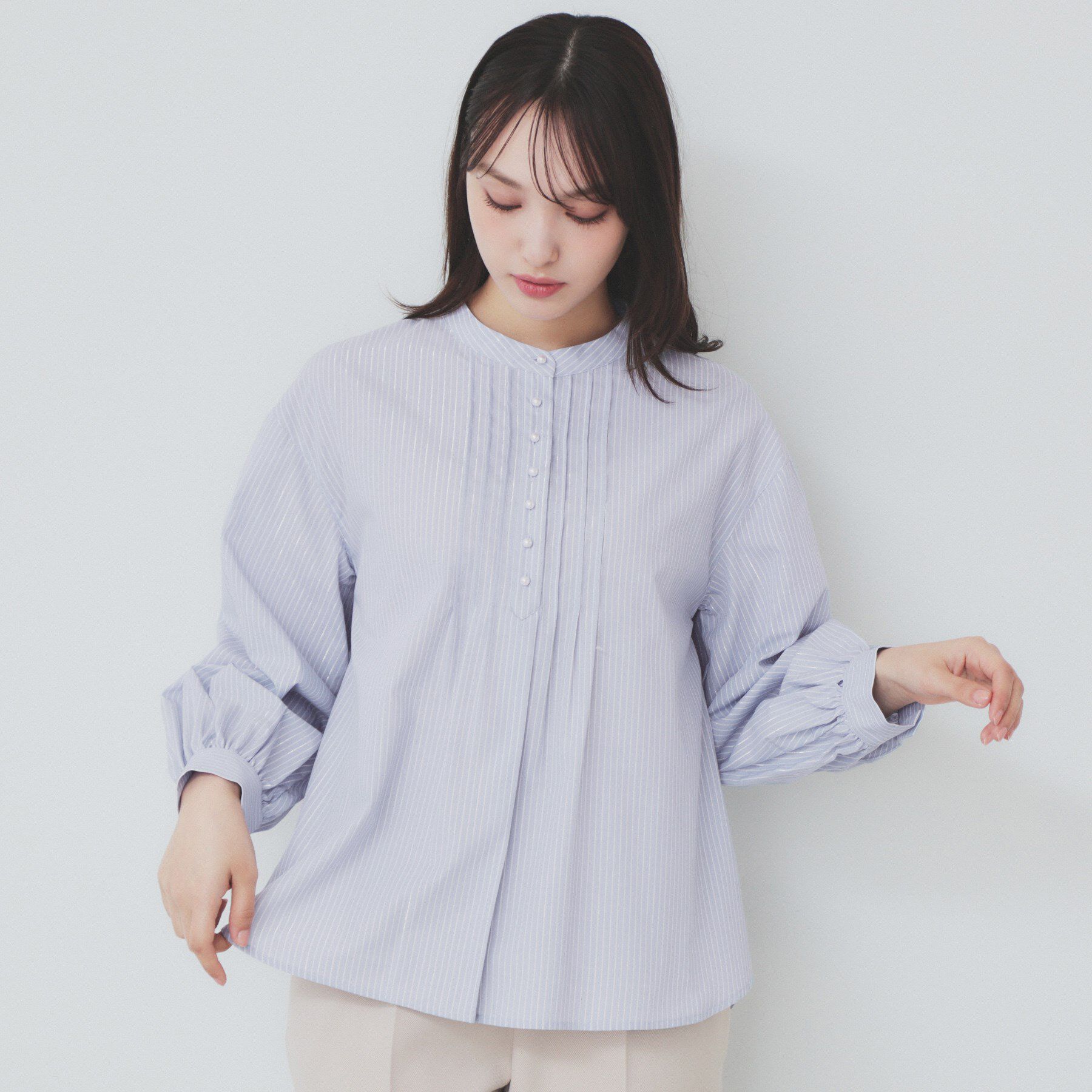 index「《6color》ラメラインバンドカラーシャツ【洗濯機洗い可/イージーアイロン/防シワ】」|シャツ・ブラウス|