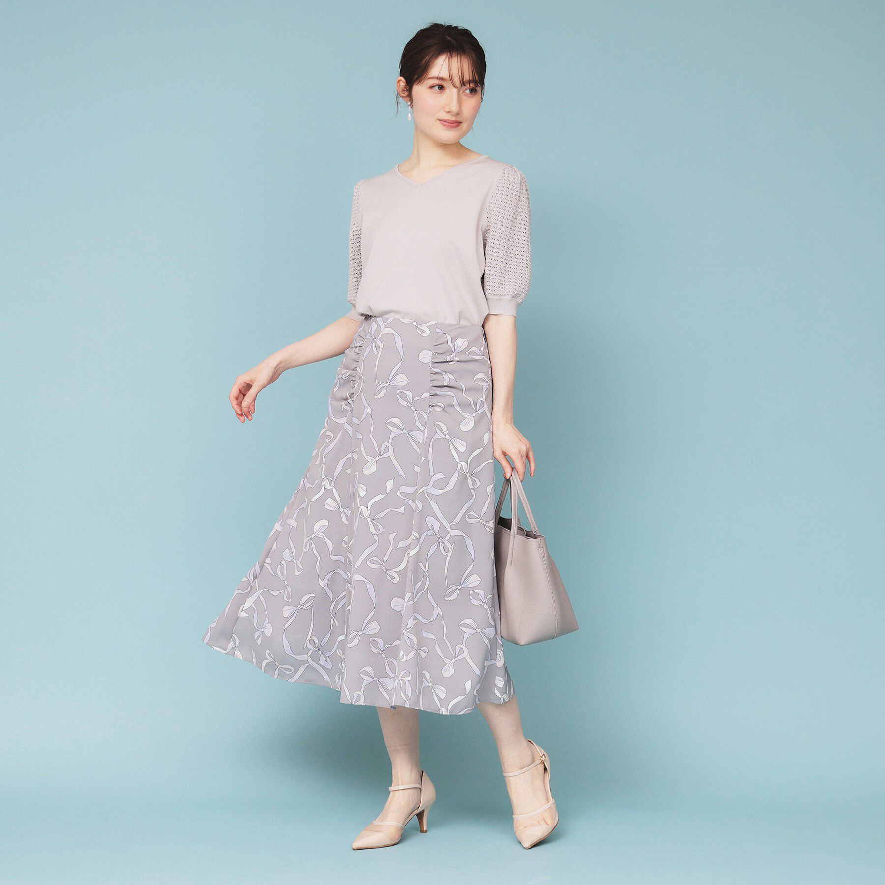 index「リボン柄マーメイドフレアスカート【洗濯機洗い可/イージーアイロン】」|スカート|