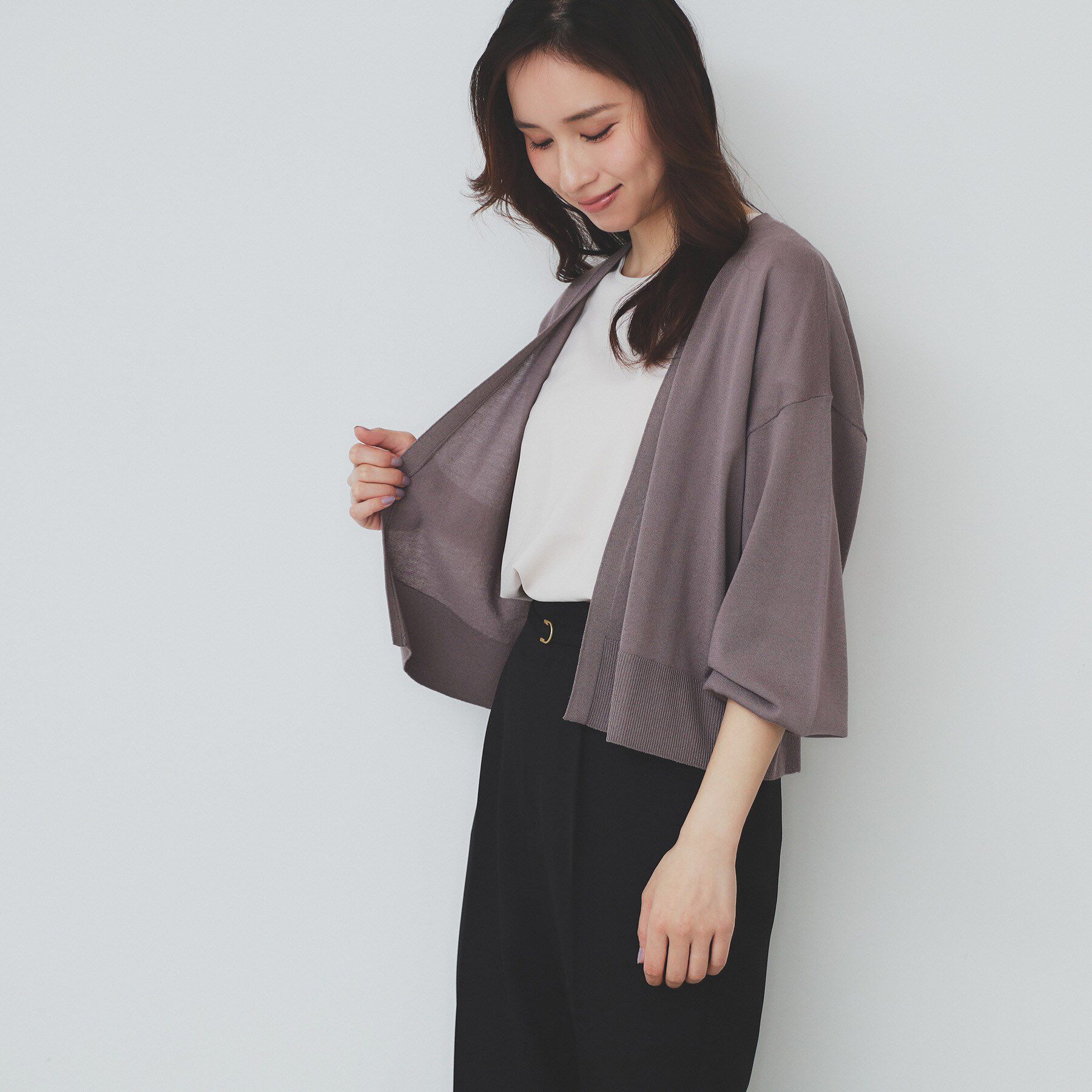 index「《6色展開》リラクシーショートカーディガン【洗濯機洗い可/接触冷感/抗ピル】」|カーディガン|