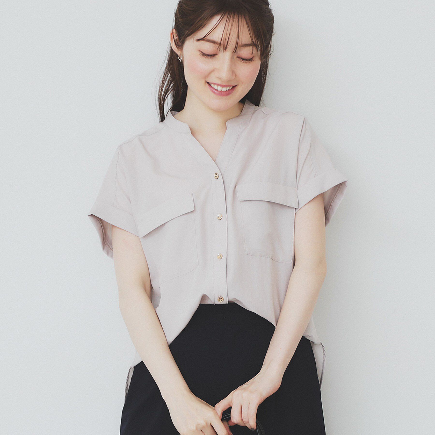 index「ダブルポケットスキッパーブラウス【洗濯機洗い可/イージーアイロン】」|シャツ・ブラウス|