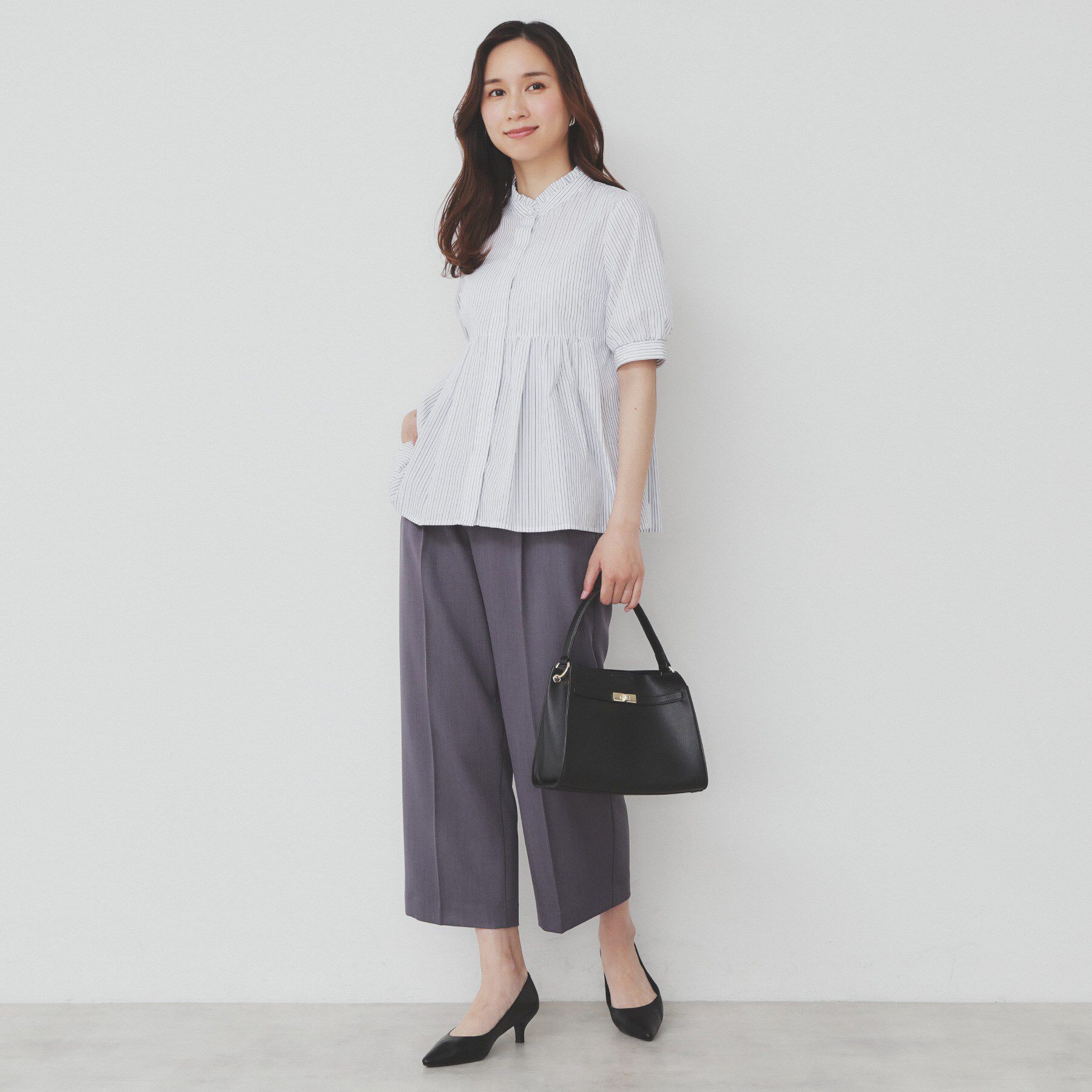 index「《5色展開》フリルバンドカラーペプラムブラウス【洗濯機洗い可/イージーアイロン/防シワ】」|シャツ・ブラウス|