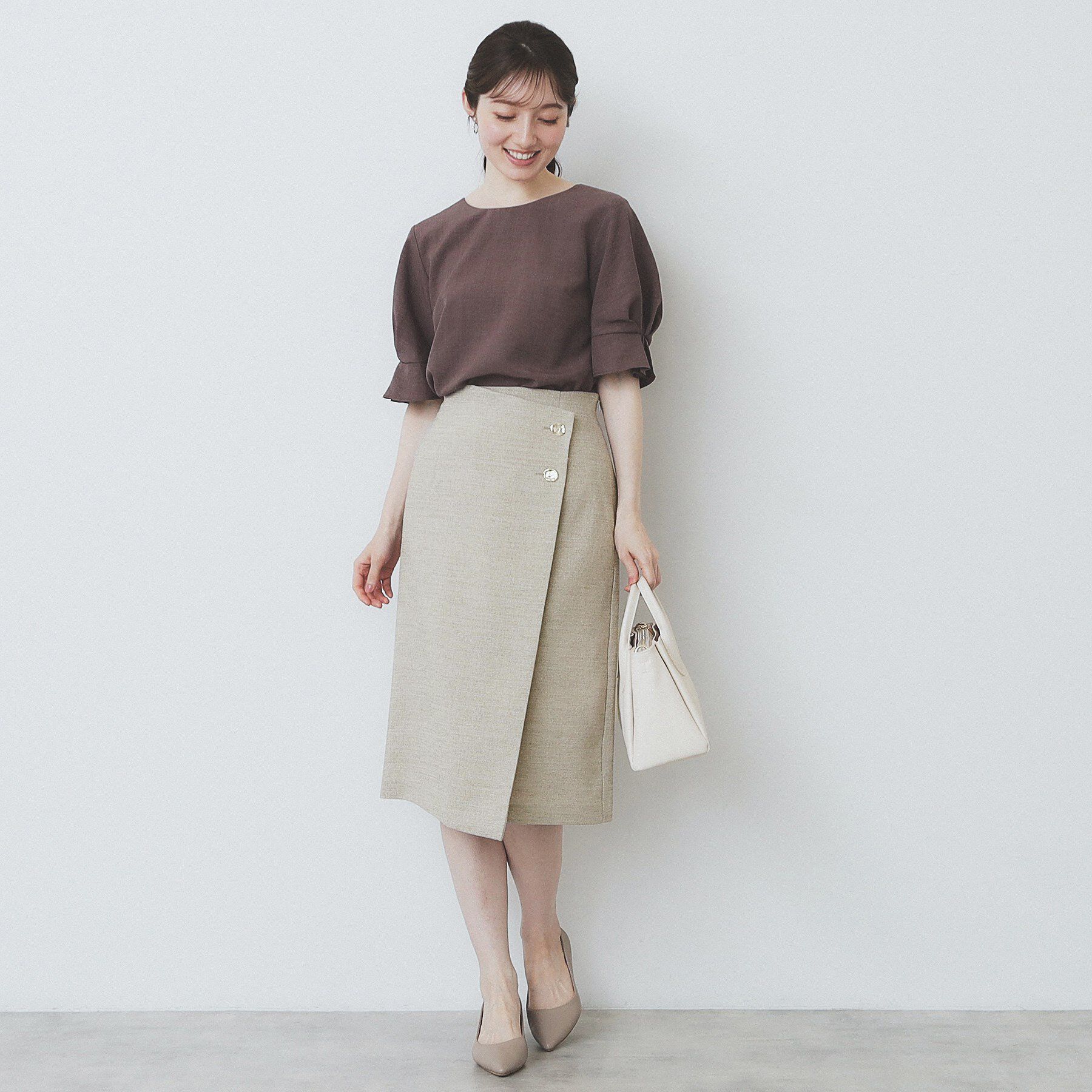 index「《丈が選べる》麻調ラップタイトスカート【洗濯機洗い可/イージーアイロン】」|スカート|