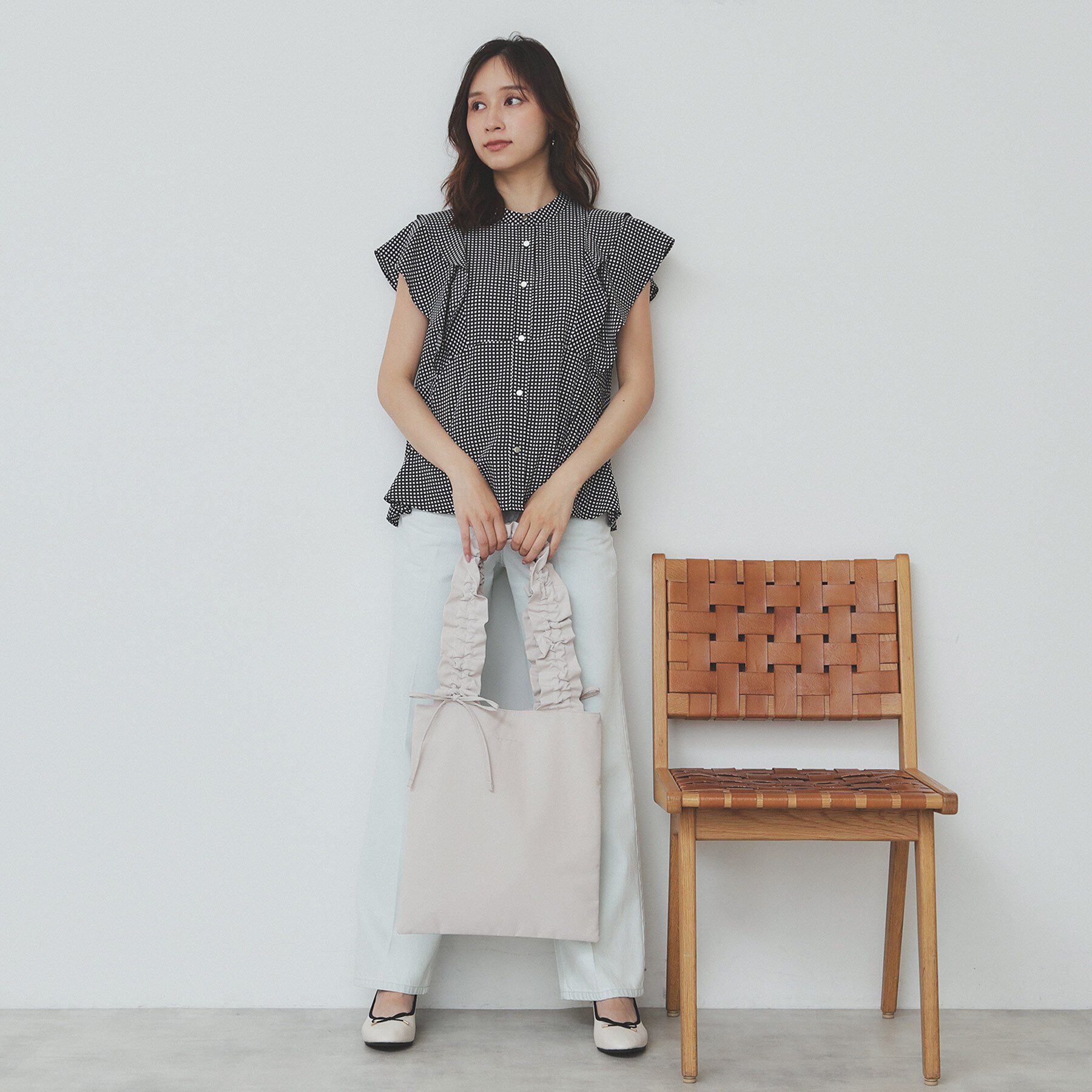 index「【A4サイズ収納可能】持ち手フリルトートバッグ」|トートバッグ|