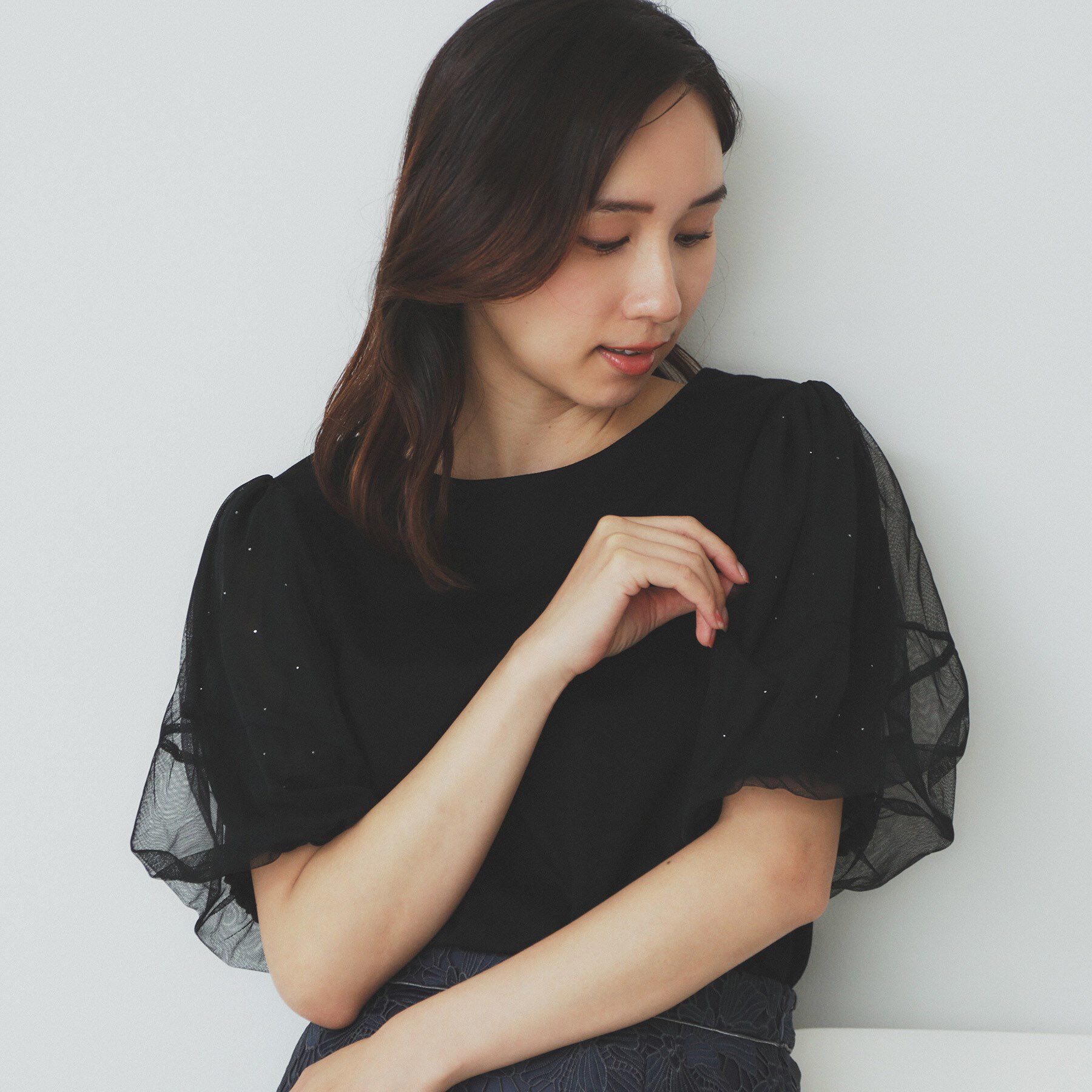 index「チュールドッキングバルーントップス【洗濯機洗い可/接触冷感】」|Tシャツ・カットソー|