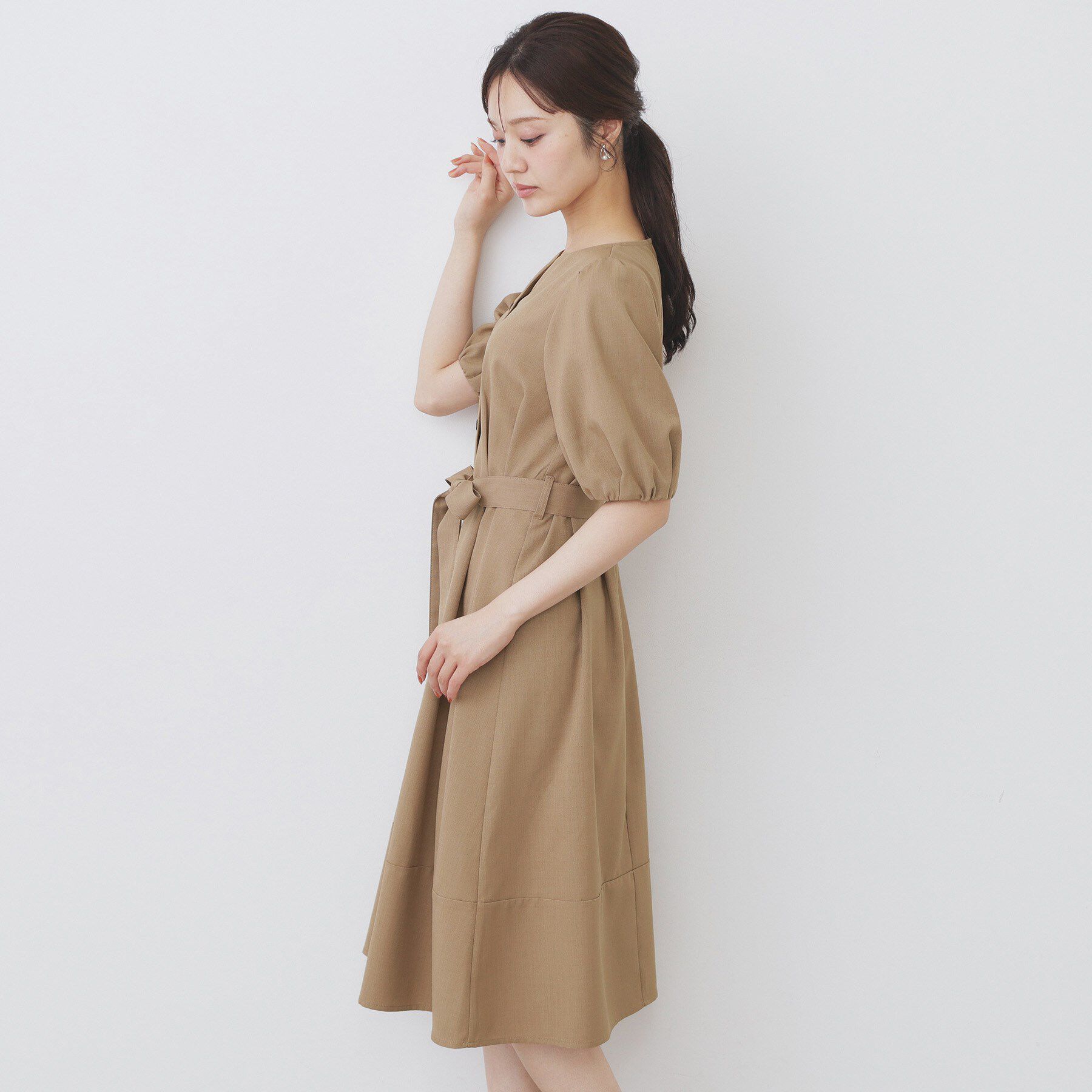 index「タックパフスリーブワンピース【洗濯機洗い可/イージーアイロン】」|ワンピース|