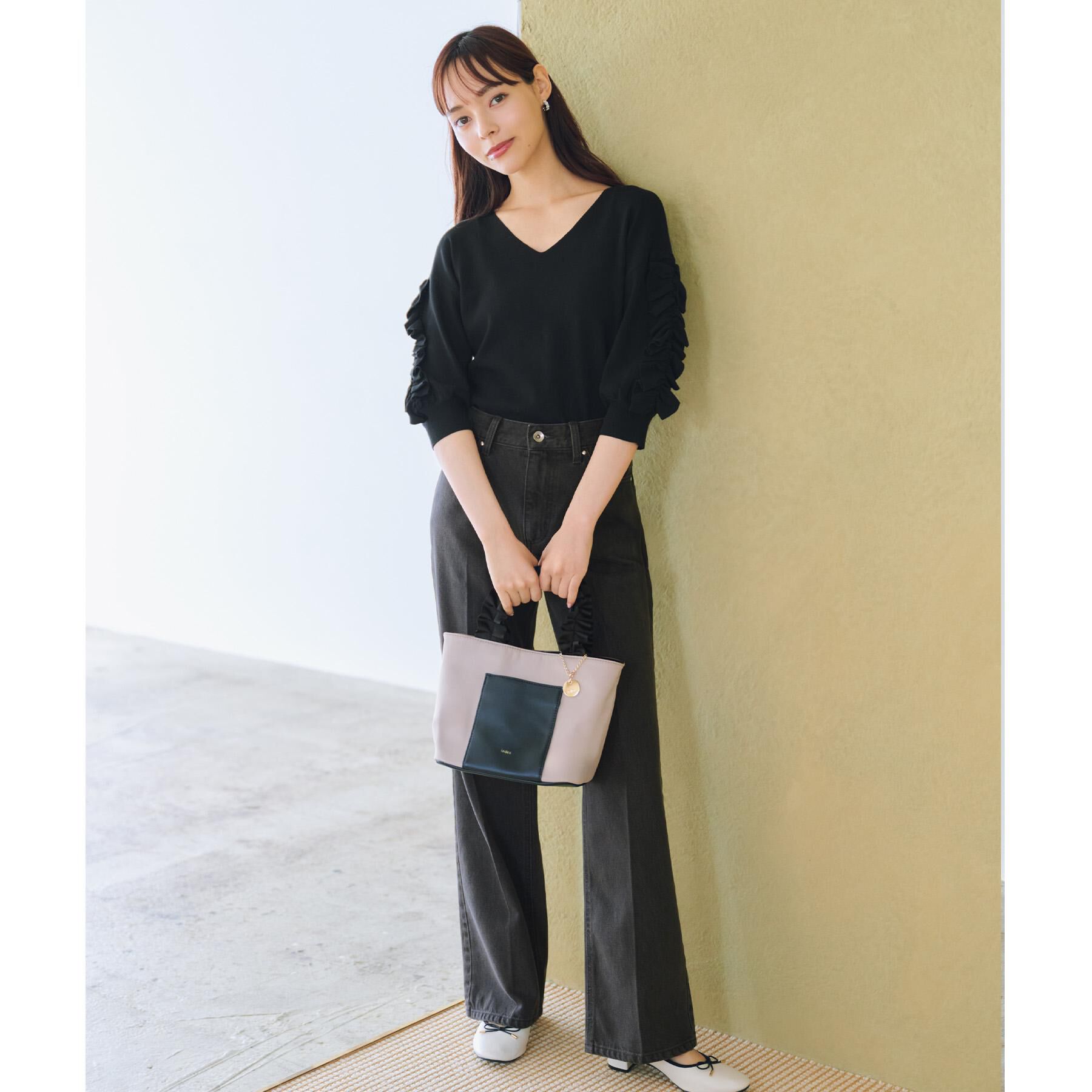 index「ラップフリルVネックニット【洗濯機洗い可/接触冷感/UVケア】」|ニット・セーター|