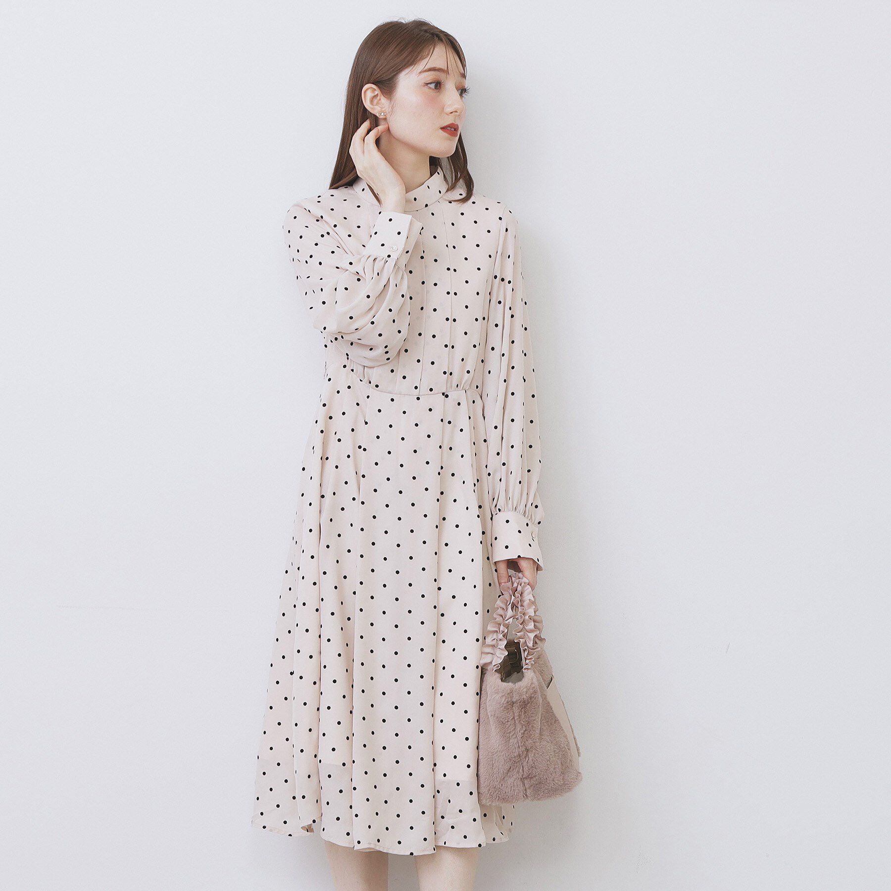 index「ドットデザインタックワンピース【洗濯機OK/イージーアイロン】」|ワンピース|