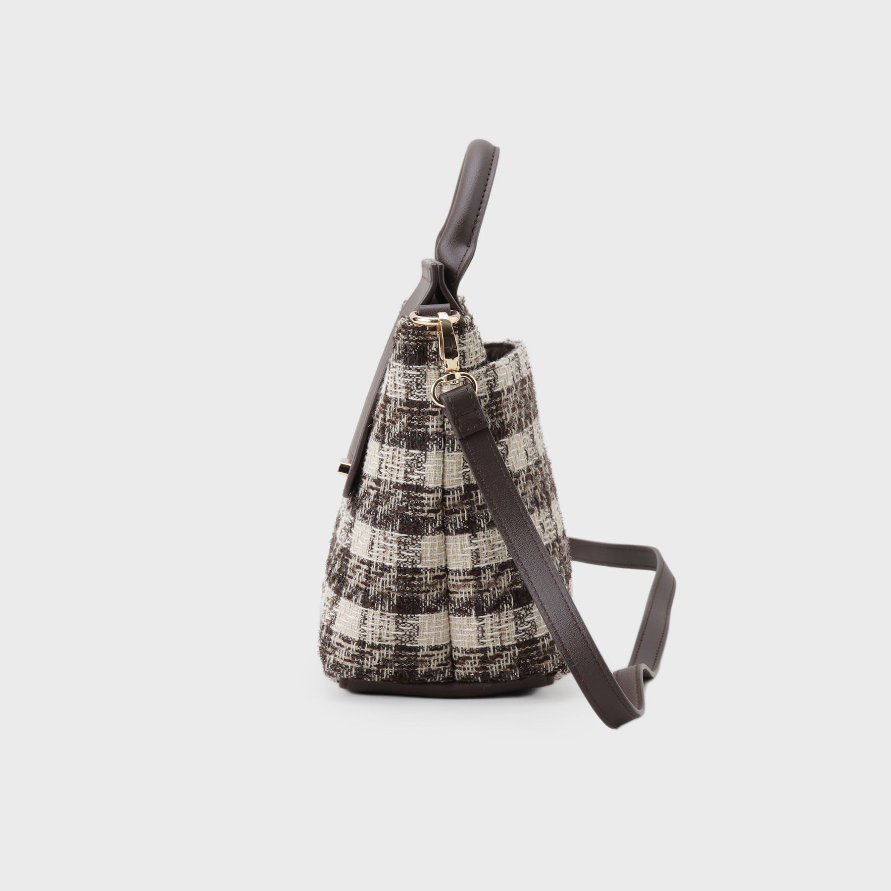 index「【2WAY】ラメツイードチェックコンビミドルハンドバッグ」|ハンドバッグ|