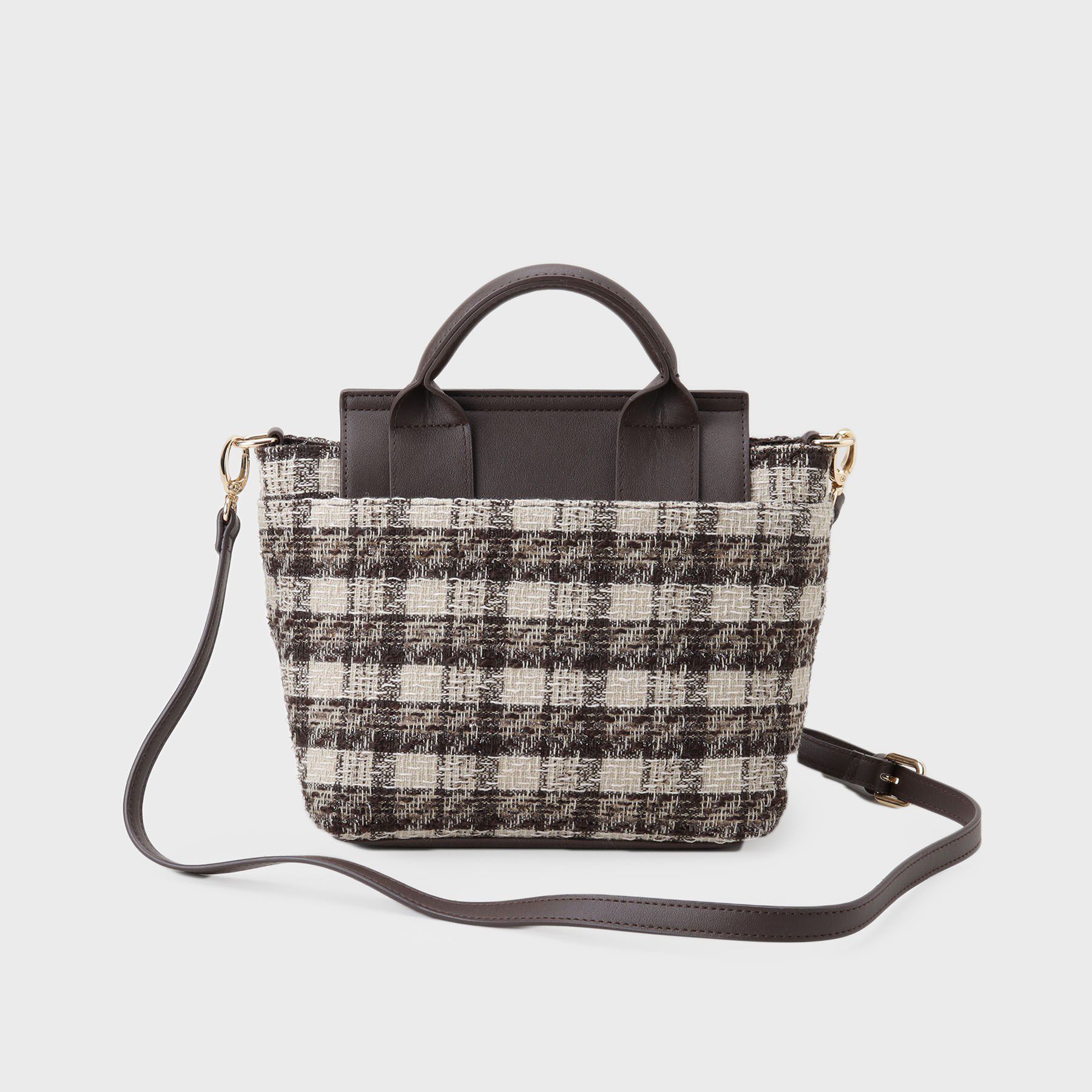 index「【2WAY】ラメツイードチェックコンビミドルハンドバッグ」|ハンドバッグ|