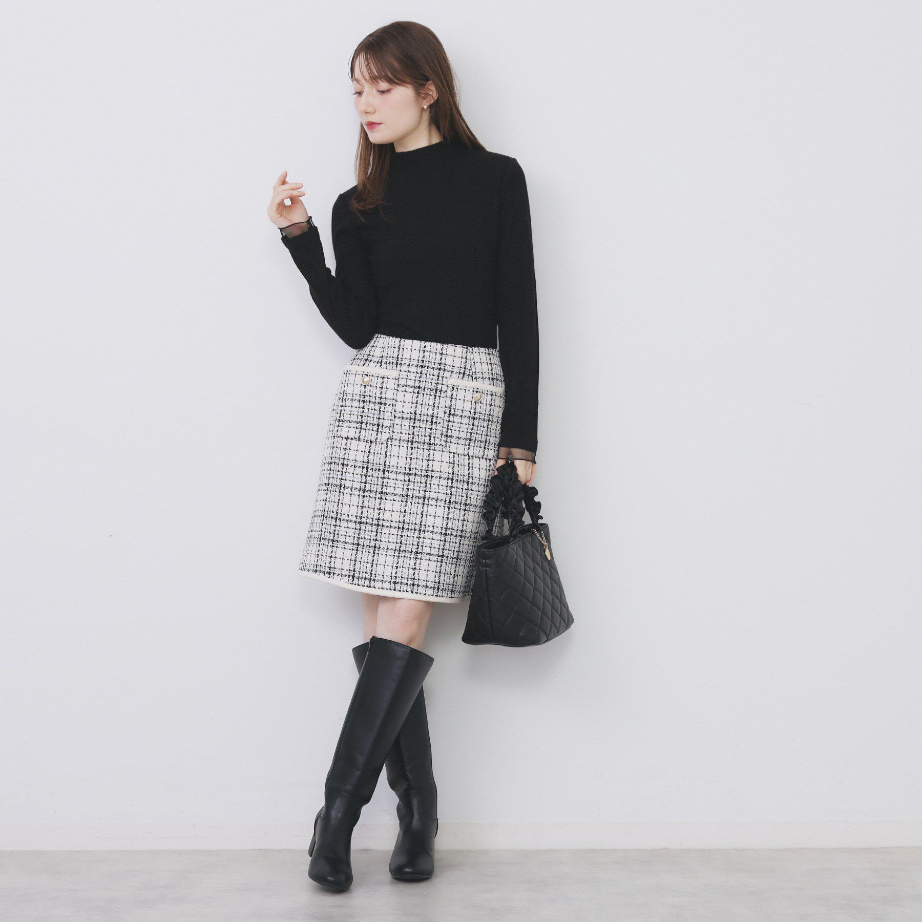 index「ランダムリブハイネックトップス【洗濯機OK/吸湿発熱】」|Tシャツ・カットソー|