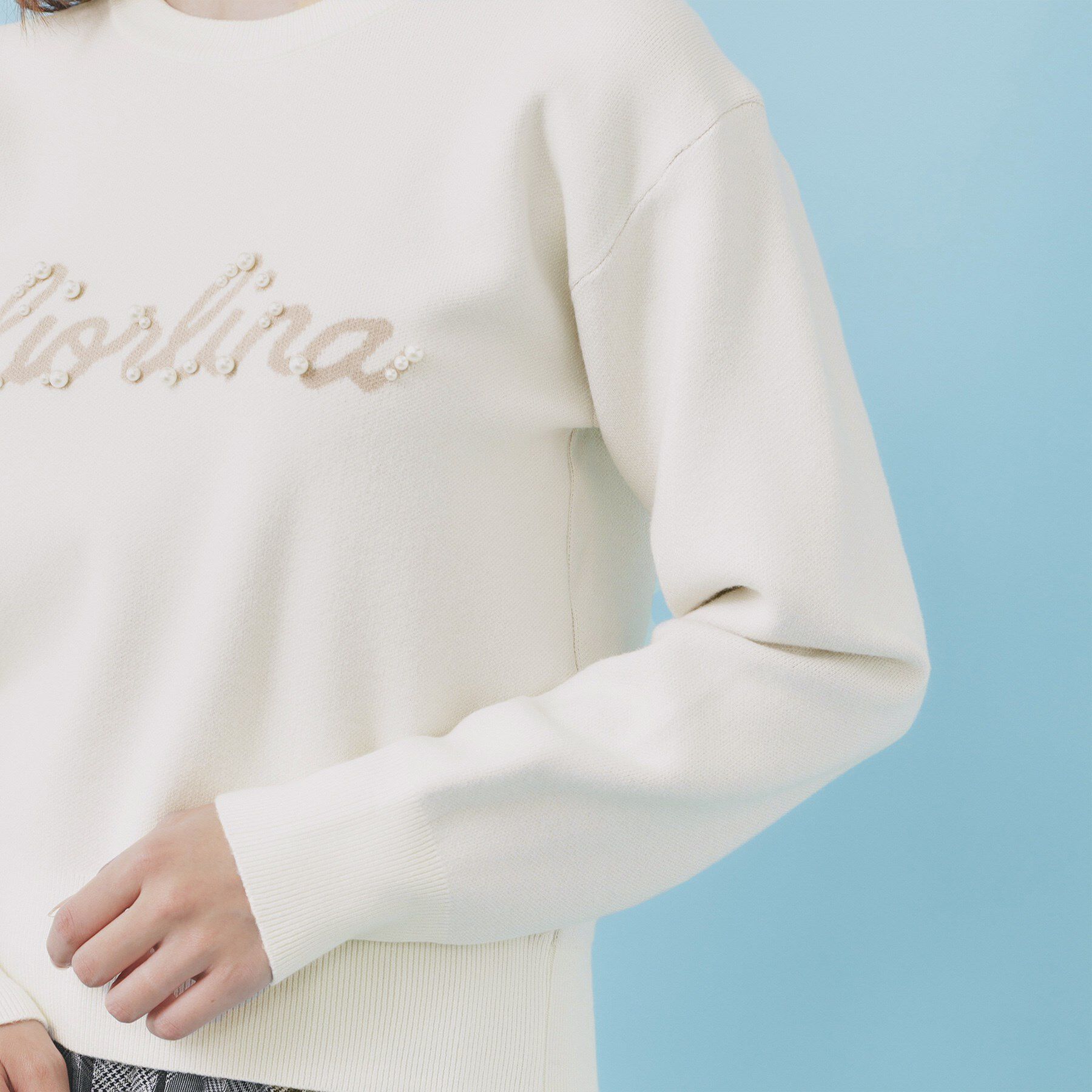 index「パール調ロゴクルーネックニット【洗濯機OK】」|ニット・セーター|