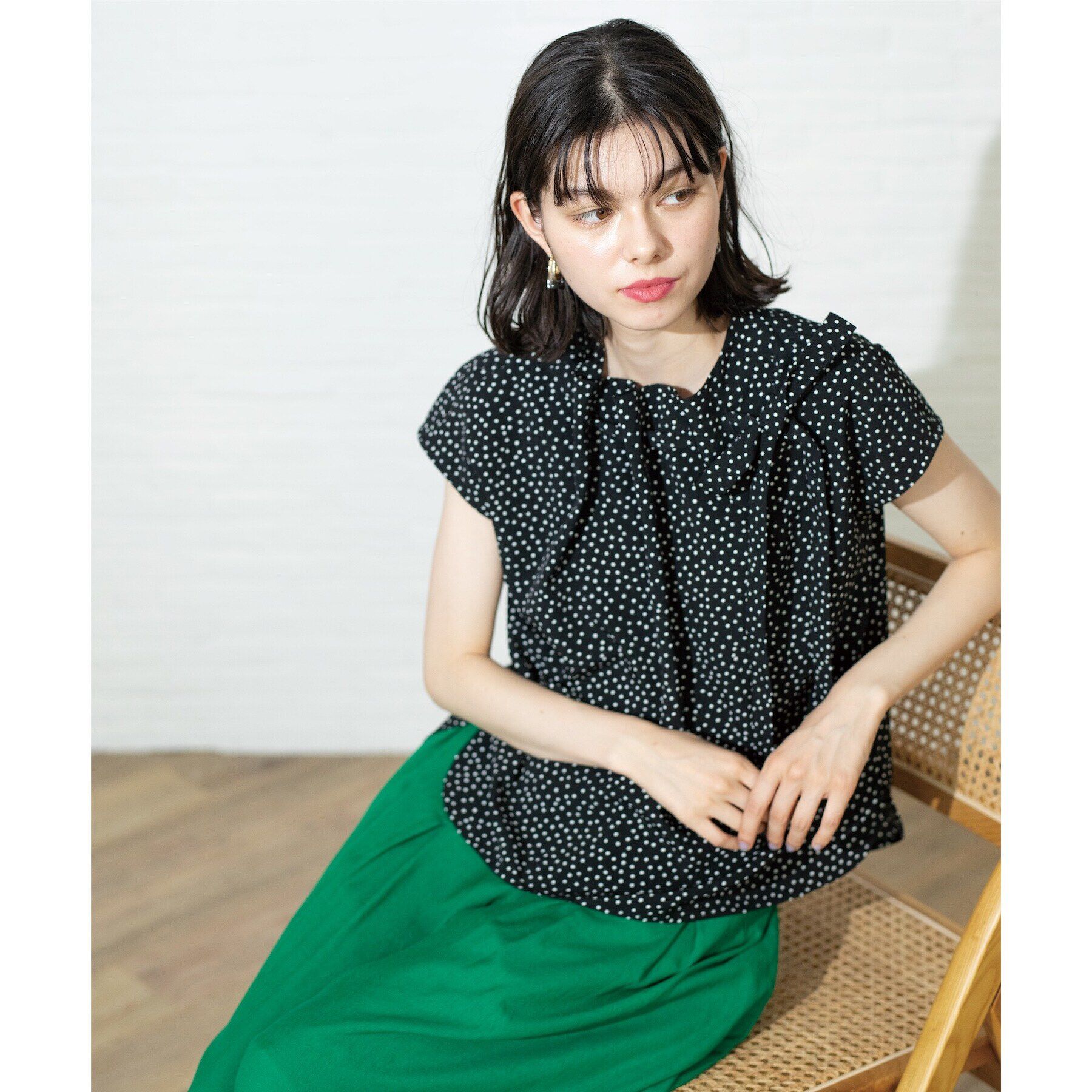 OPAQUE.CLIP「ドットボウタイブラウス【洗濯機洗い可】」|シャツ・ブラウス|