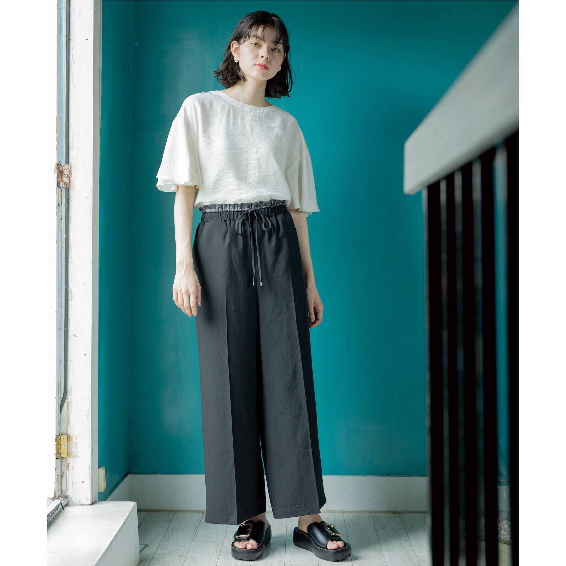 OPAQUE.CLIP「ウエストサテン使いイージーワイドパンツ【洗濯機洗い可】」|その他|