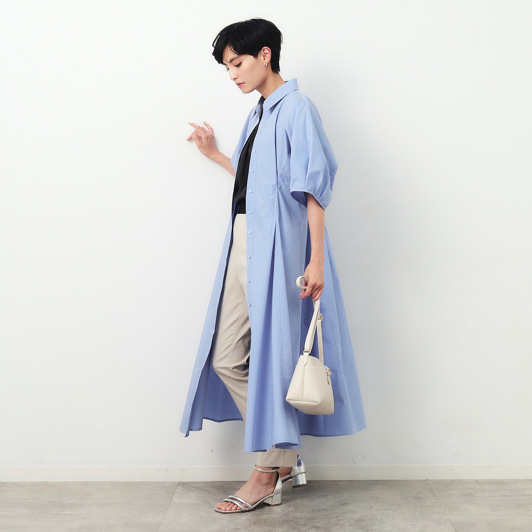 OPAQUE.CLIP「ドルマンスリーブシャツワンピース【洗濯機洗い可】」|ワンピース|
