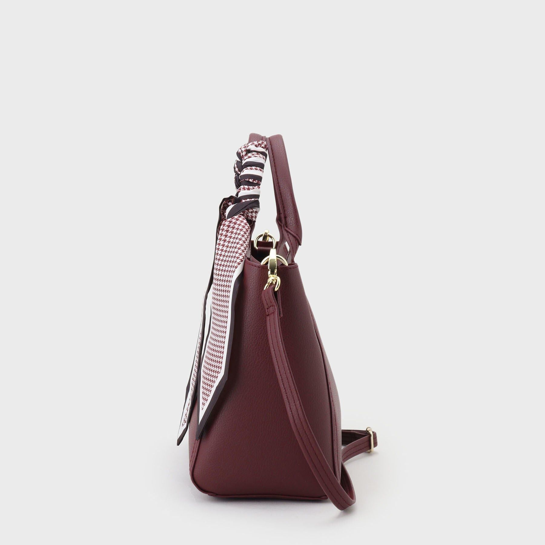 OPAQUE.CLIP「【2WAY】千鳥柄スカーフ付き合皮ミドルトートバッグ」|トートバッグ|