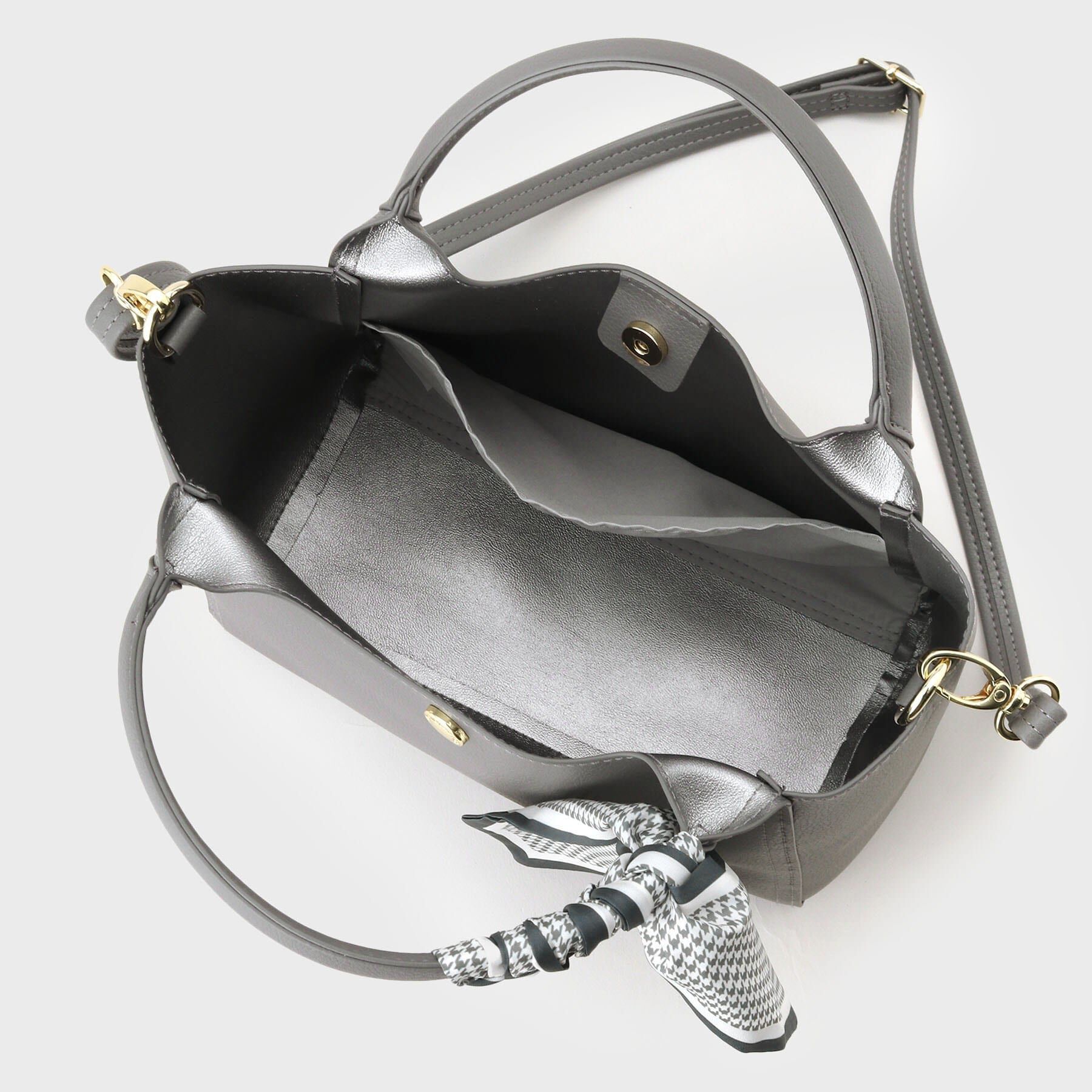 OPAQUE.CLIP「【2WAY】千鳥柄スカーフ付き合皮ミドルトートバッグ」|トートバッグ|