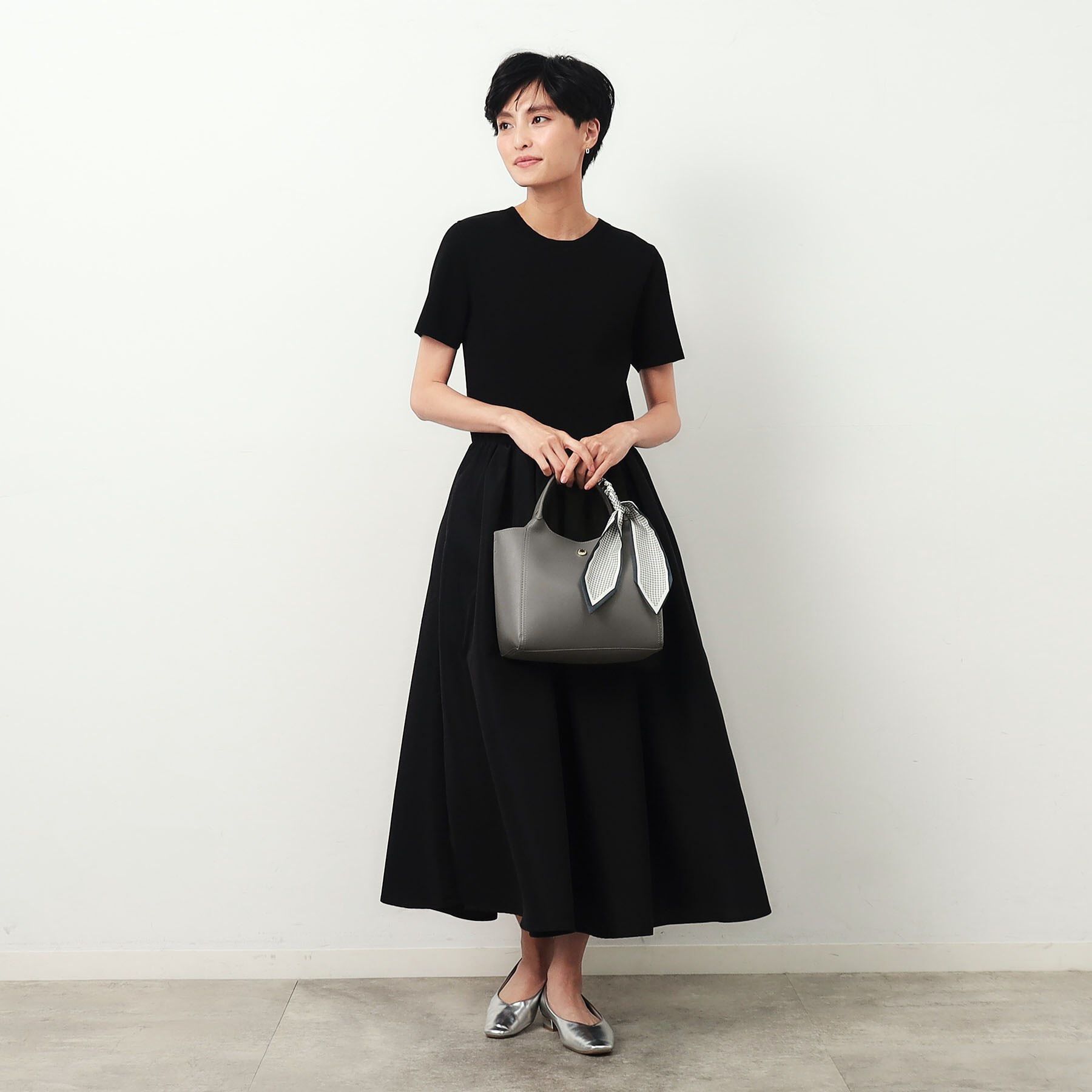 OPAQUE.CLIP「【2WAY】千鳥柄スカーフ付き合皮ミドルトートバッグ」|トートバッグ|