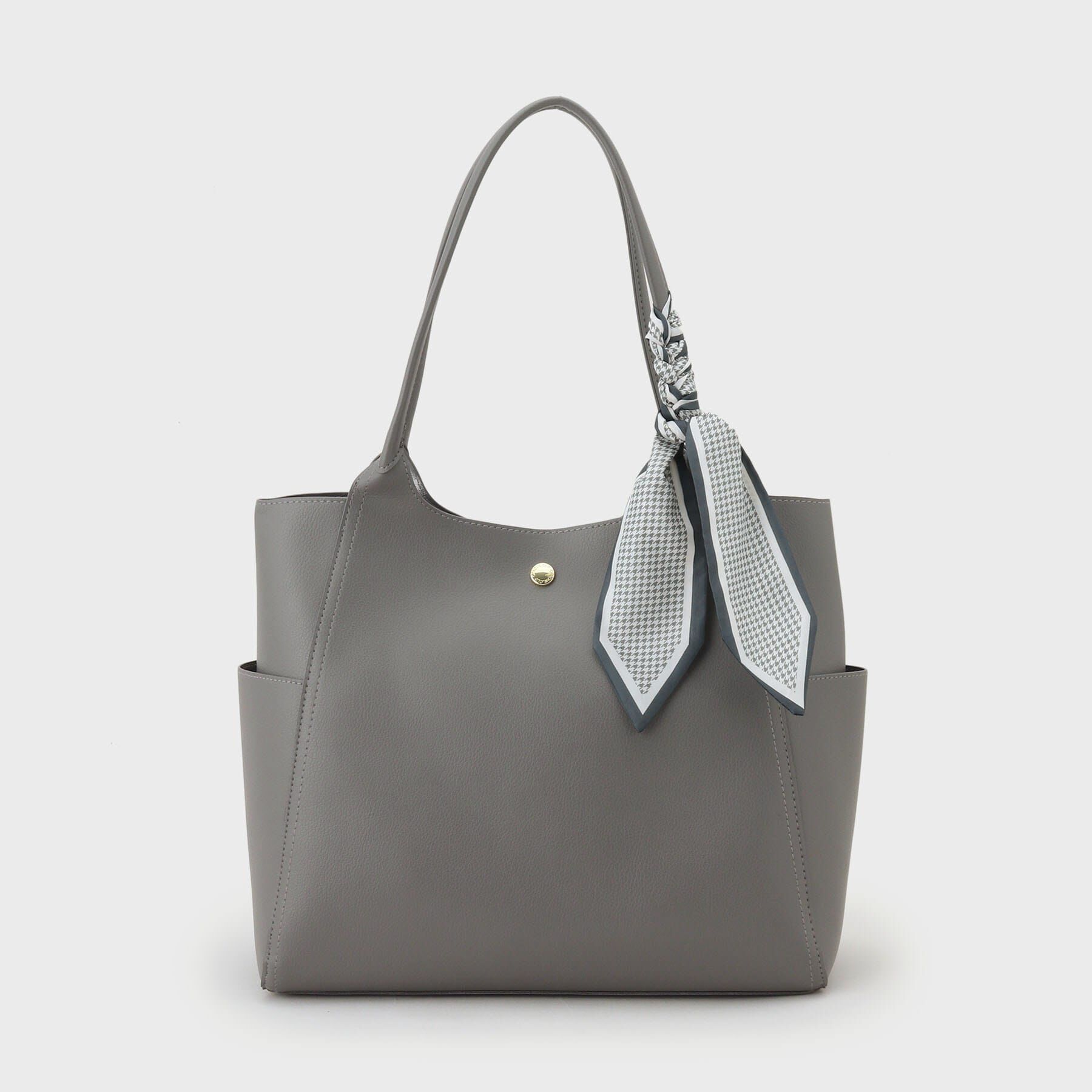 OPAQUE.CLIP「【A4サイズ対応】千鳥柄スカーフ付きトートバッグ」|トートバッグ|チャコールグレー(0