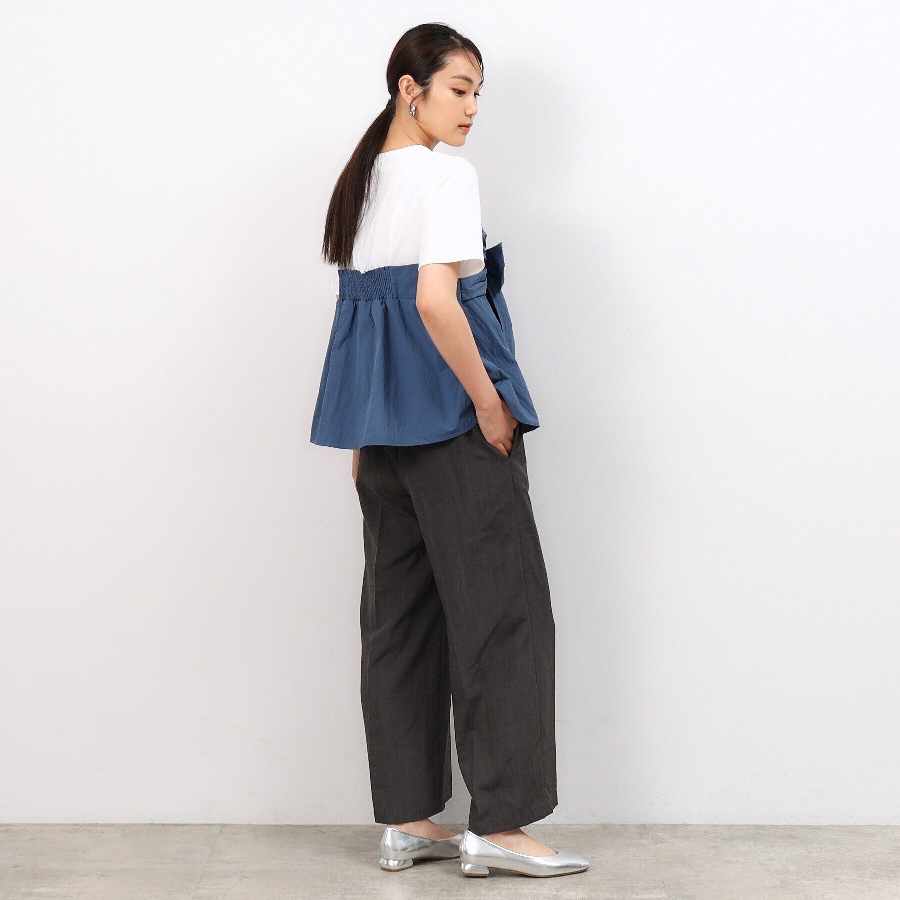 OPAQUE.CLIP「リボンビスチェドッキングカットソー【洗濯機洗い可】」|Tシャツ・カットソー|